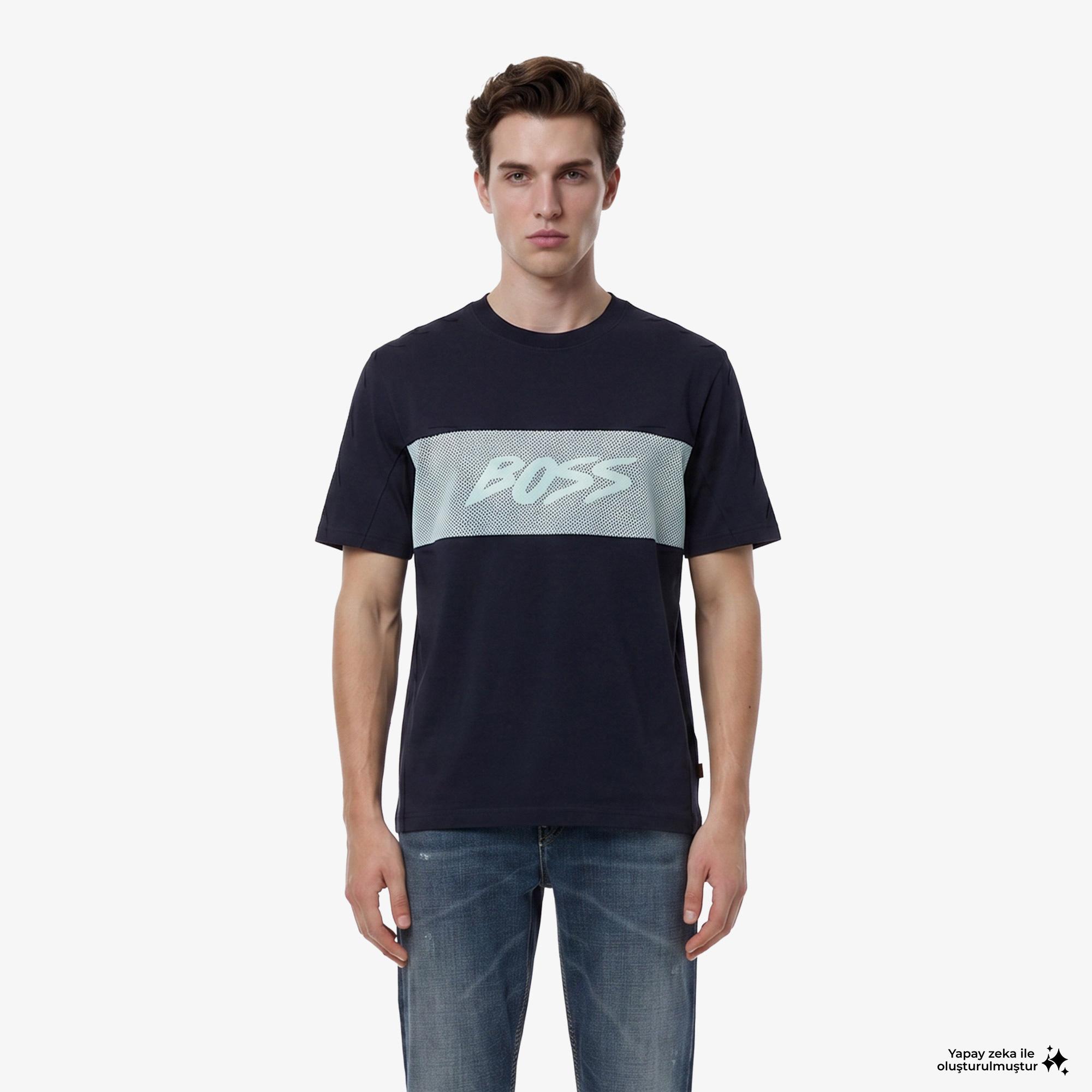 Boss Mesh Erkek Lacivert T-Shirt