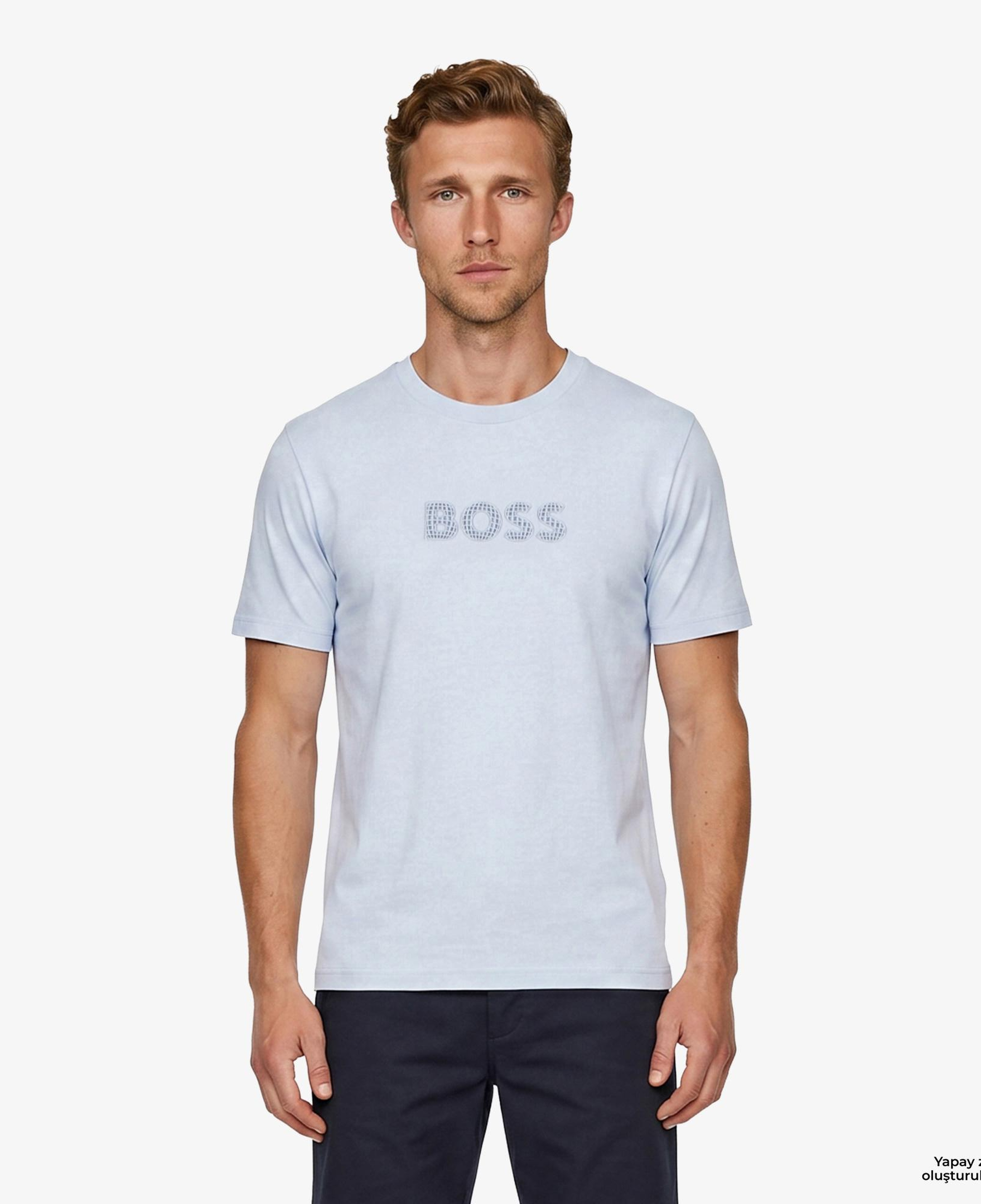 Boss Terrace Logo Erkek Mavi T-Shirt