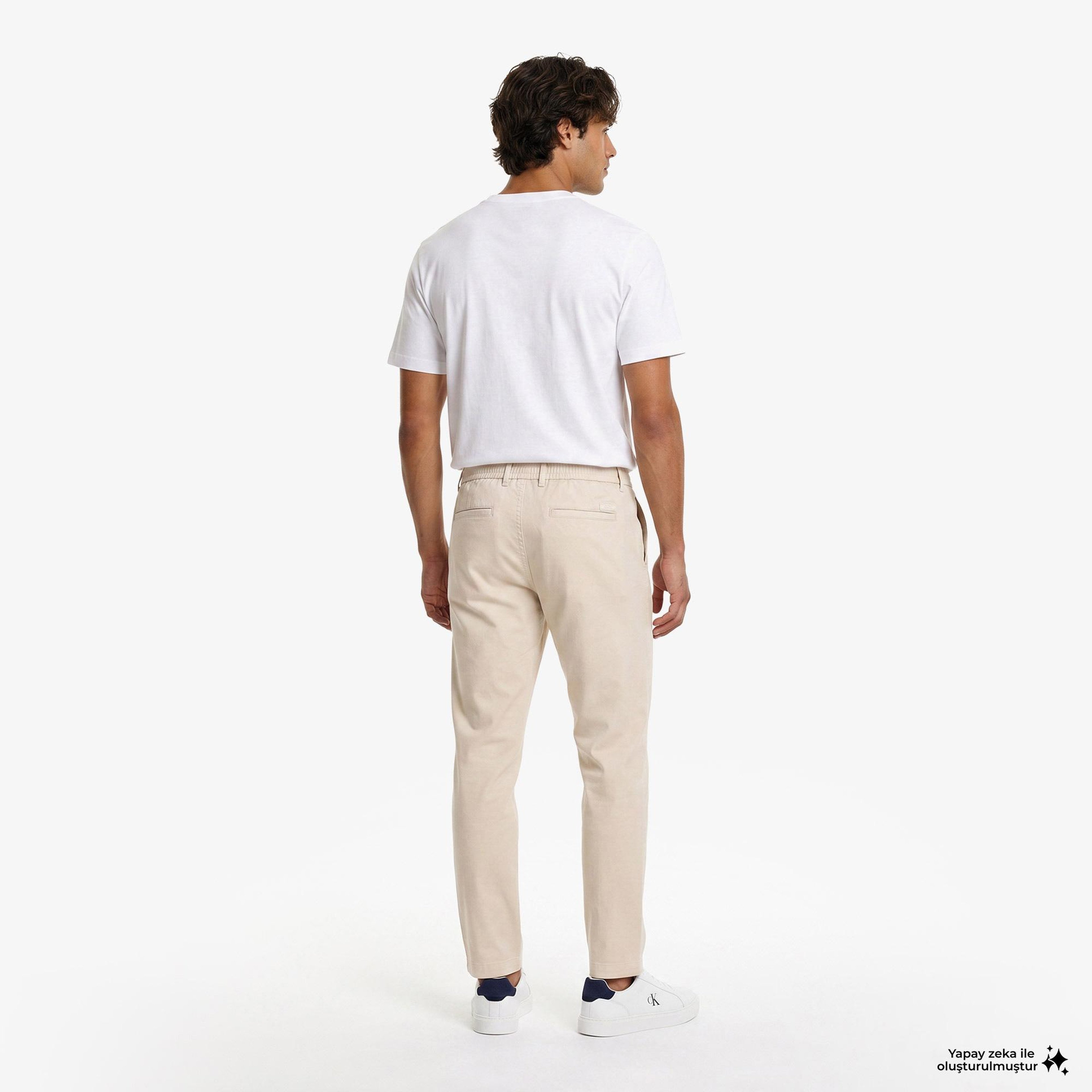 Calvin Klein Erkek Bej Keten Pantolon