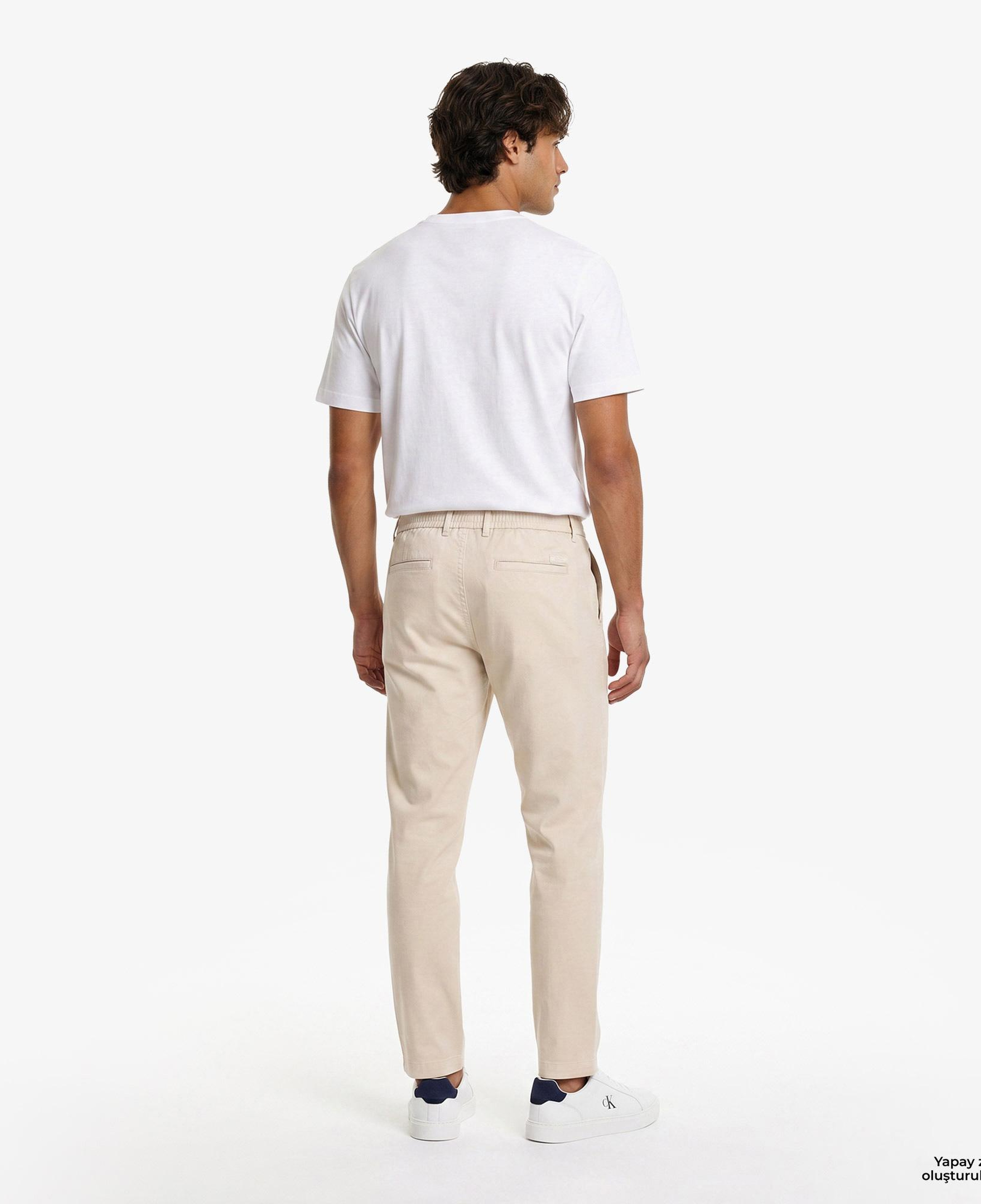 Calvin Klein Erkek Bej Keten Pantolon