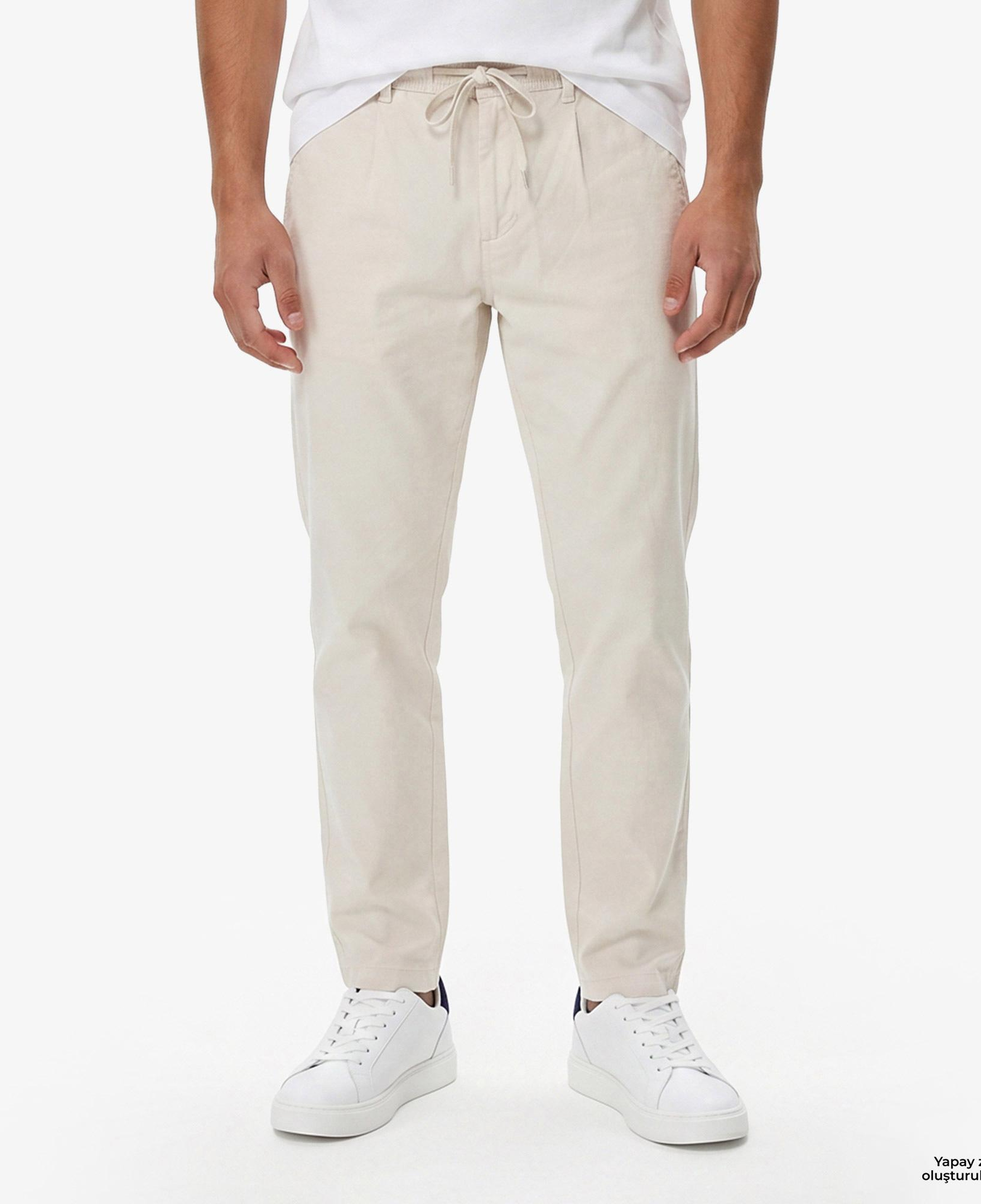 Calvin Klein Erkek Bej Keten Pantolon