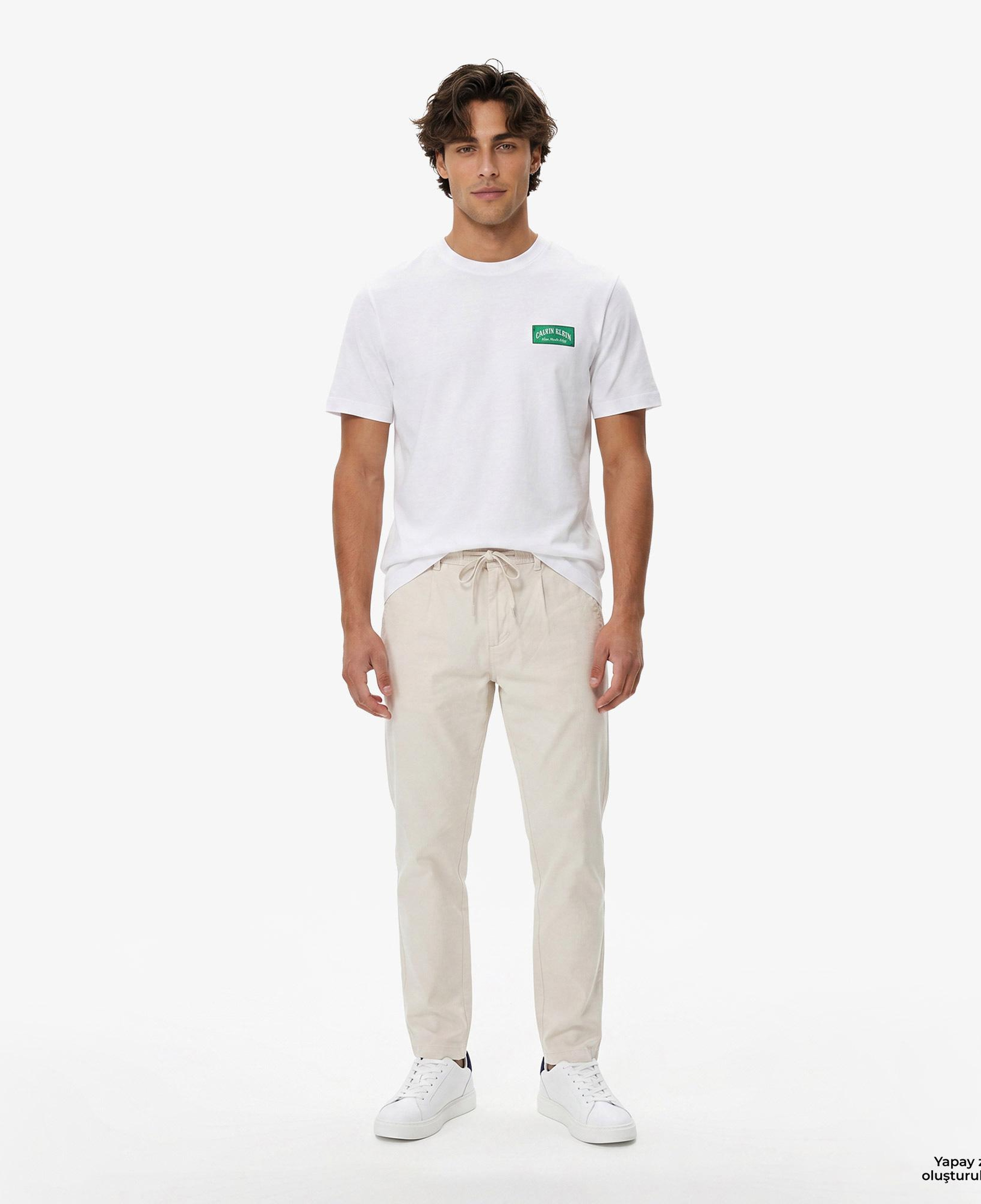Calvin Klein Erkek Bej Keten Pantolon