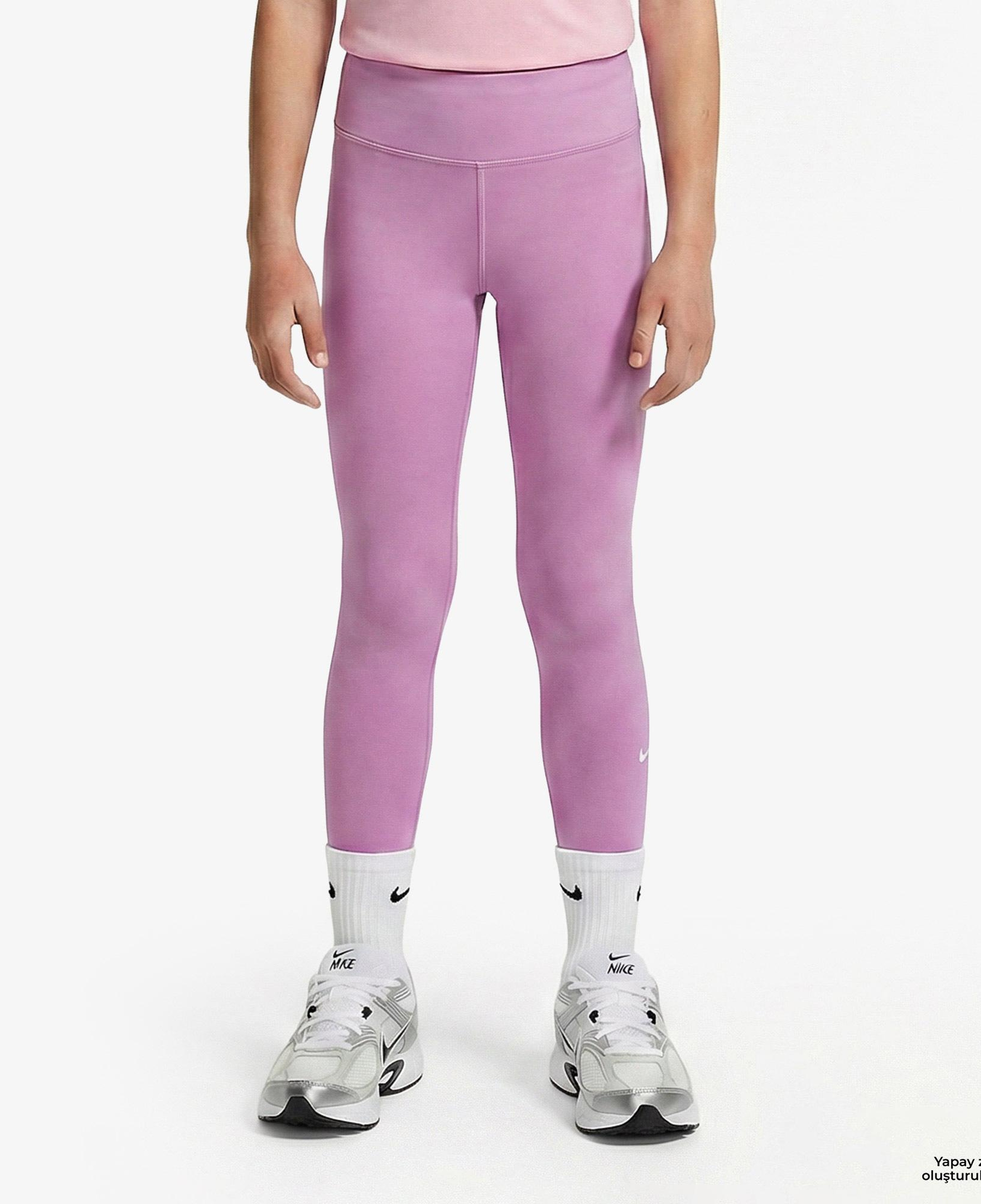 Nike Dri-Fit One Yüksel Belli Çocuk Pembe Tayt