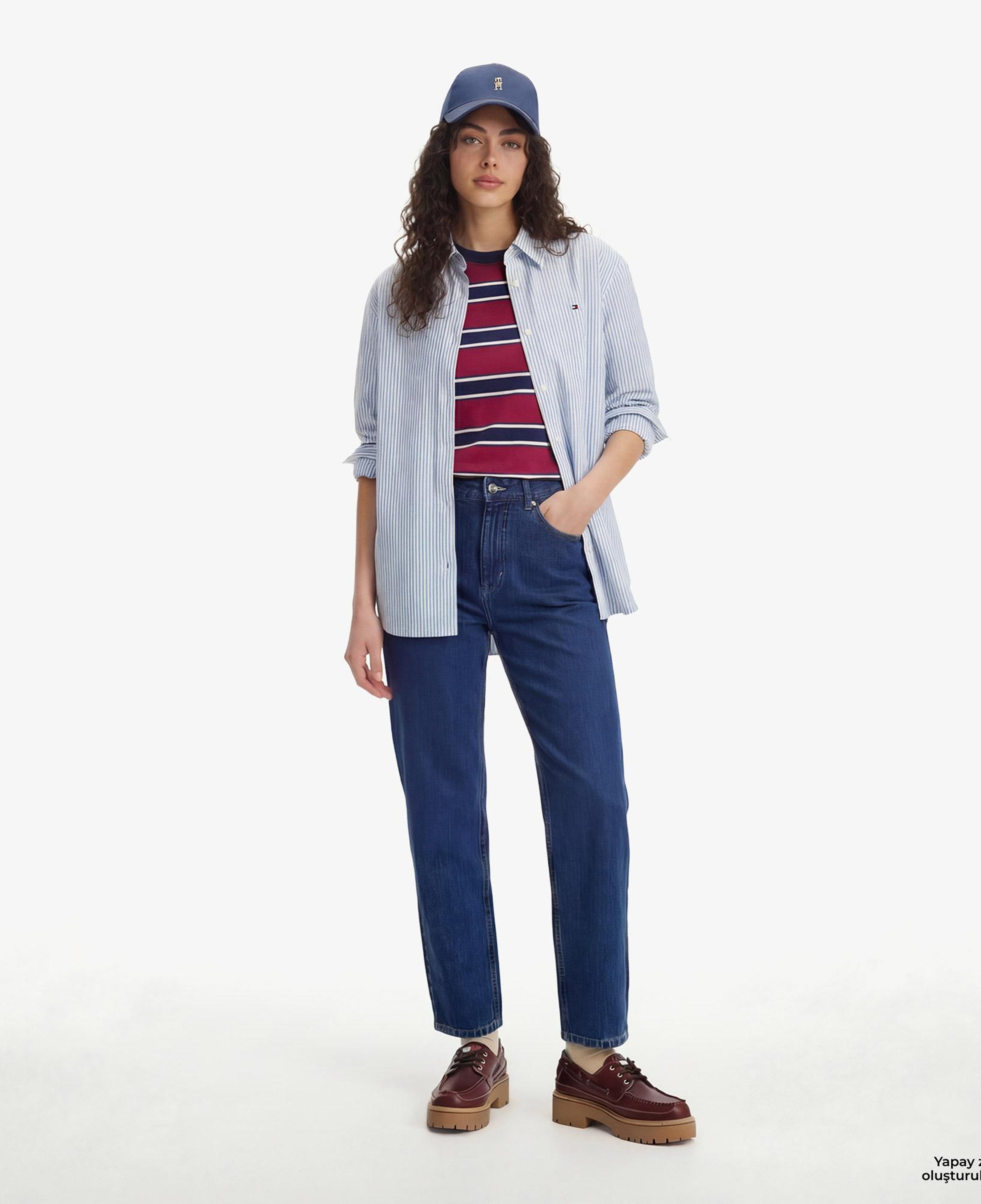 Tommy Hilfiger Essentials Poplin Kadın Mavi Gömlek