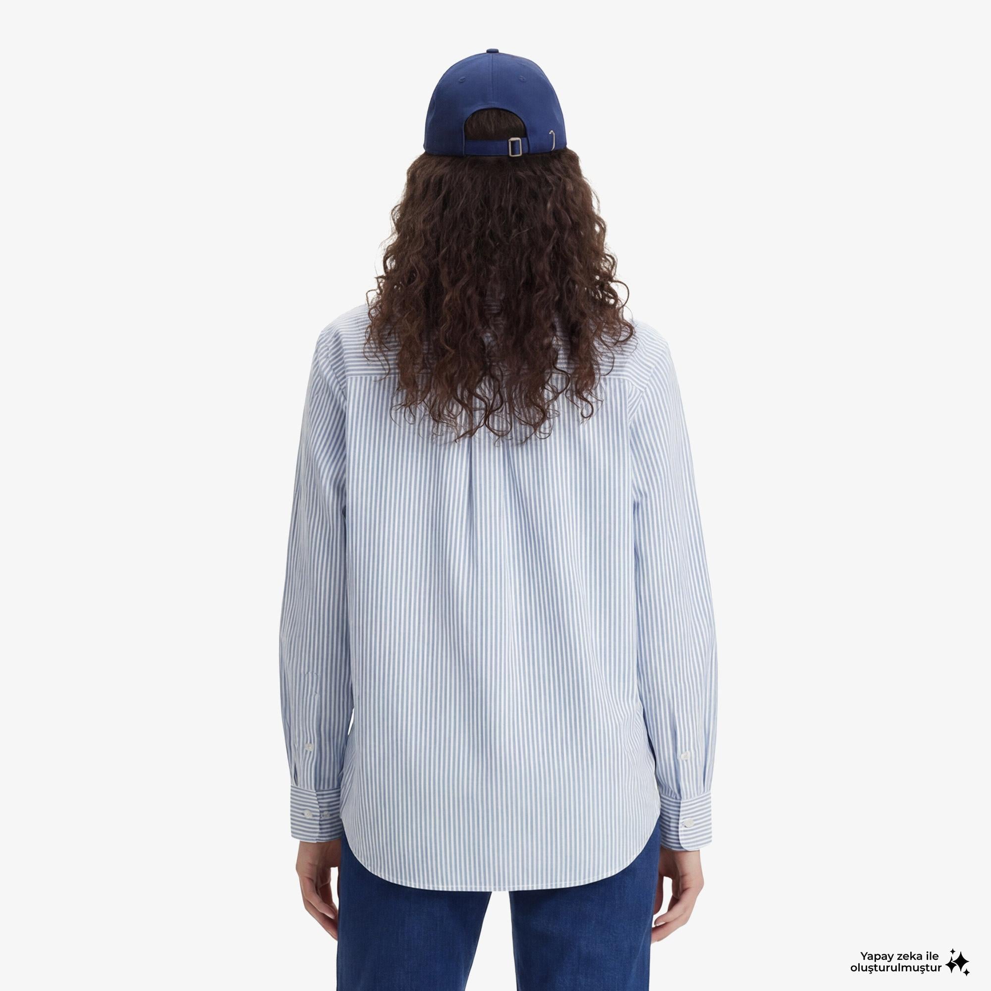Tommy Hilfiger Essentials Poplin Kadın Mavi Gömlek