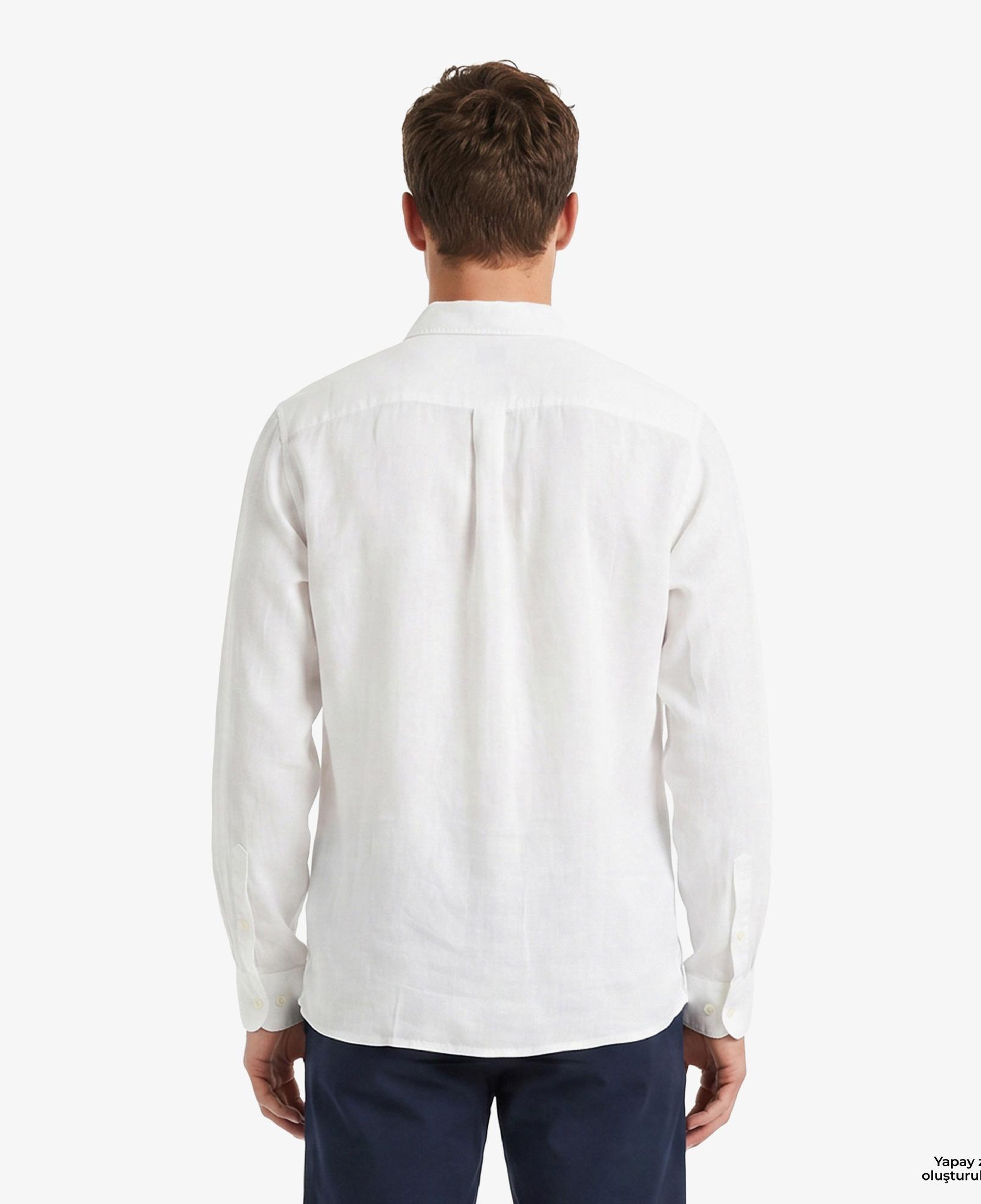Calvin Klein Solid Classic Erkek Beyaz Keten Gömlek