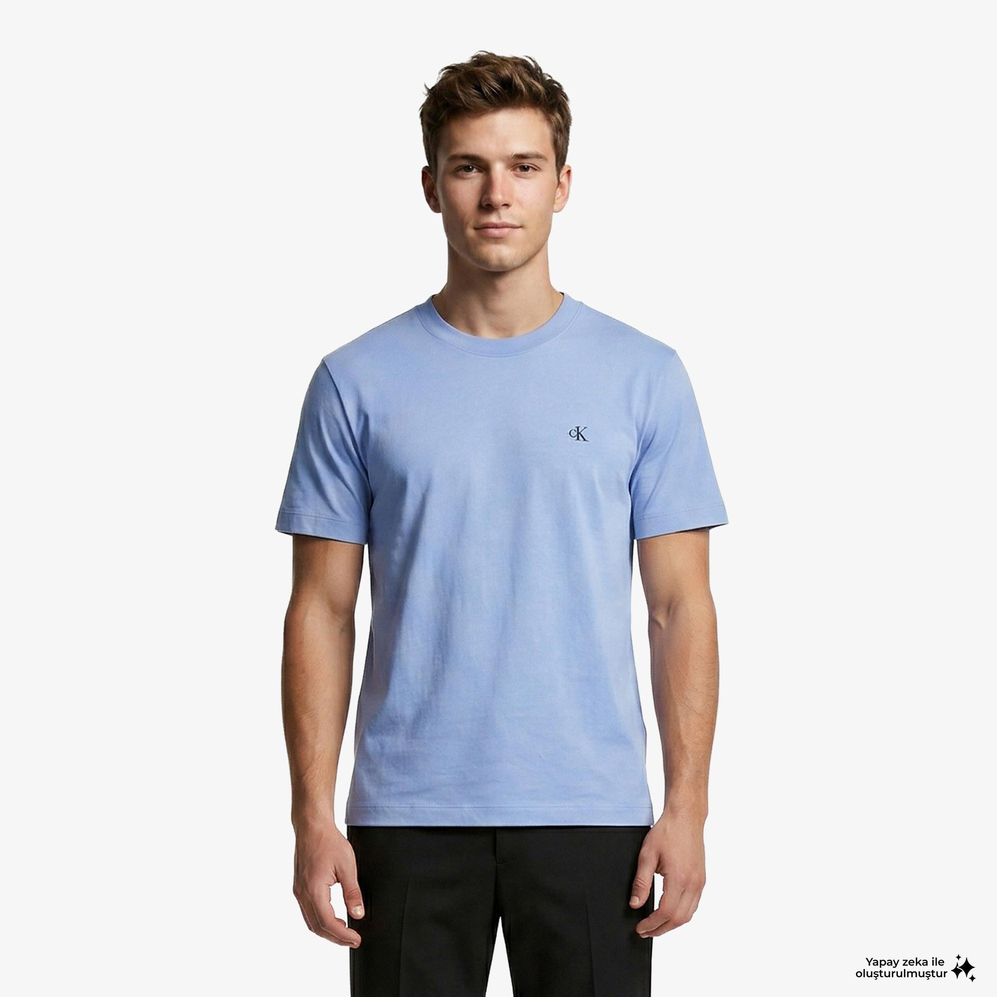 Calvin Klein Easy Monogram Erkek Mavi T-Shirt