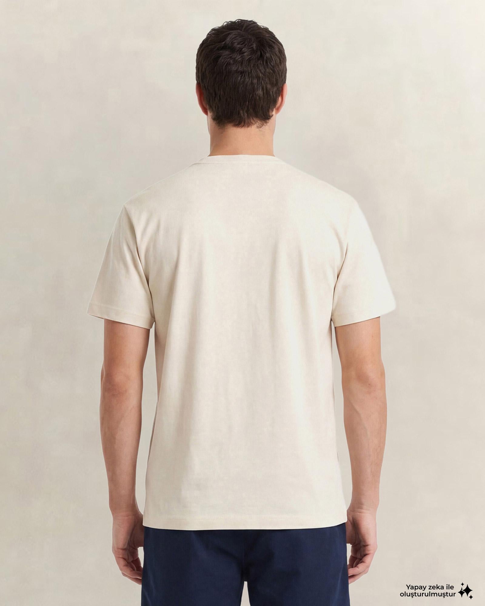 GANT Erkek Krem Bisiklet Yaka Regular Fit T-Shirt