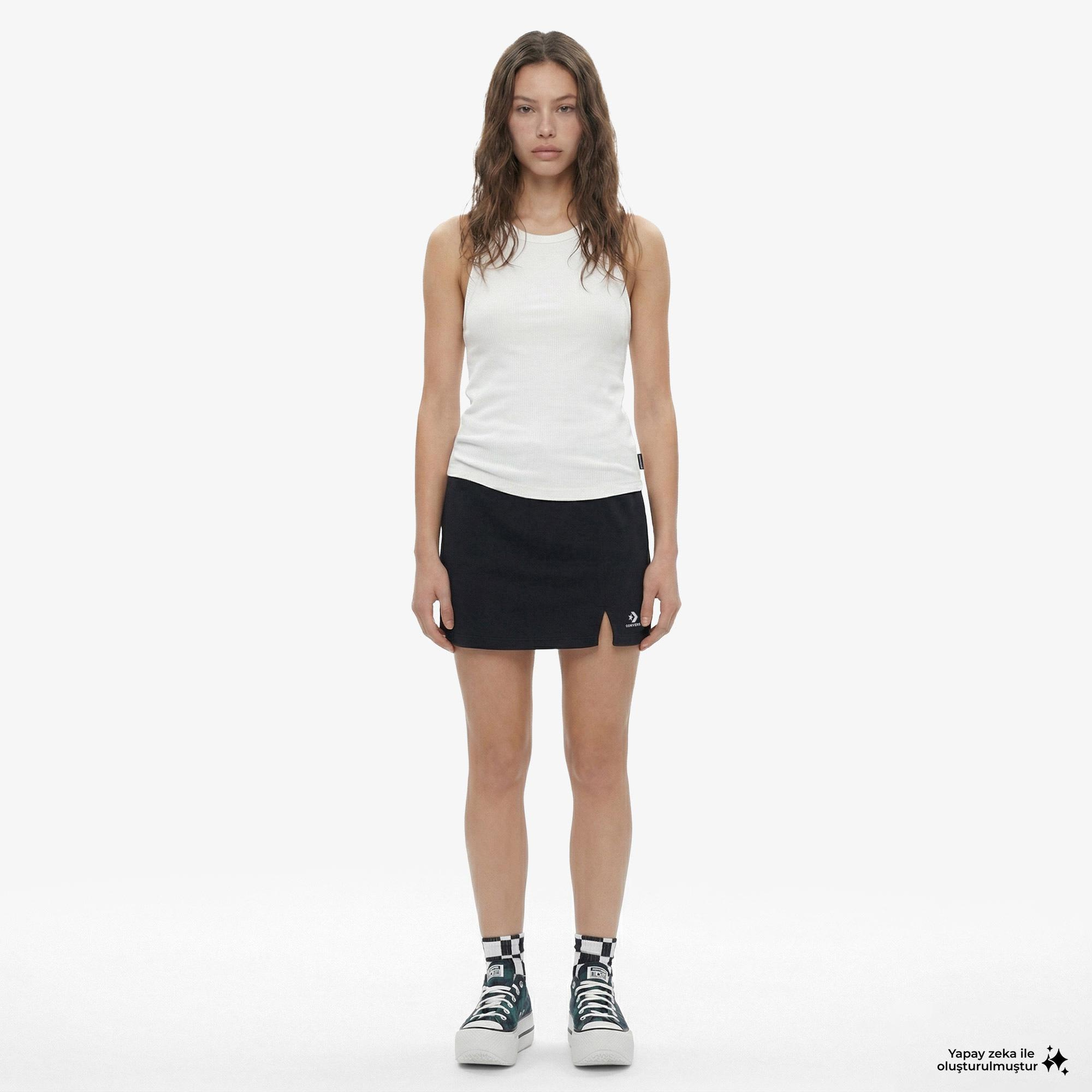 Converse Ribbed Knit Kadın Beyaz T-Shirt