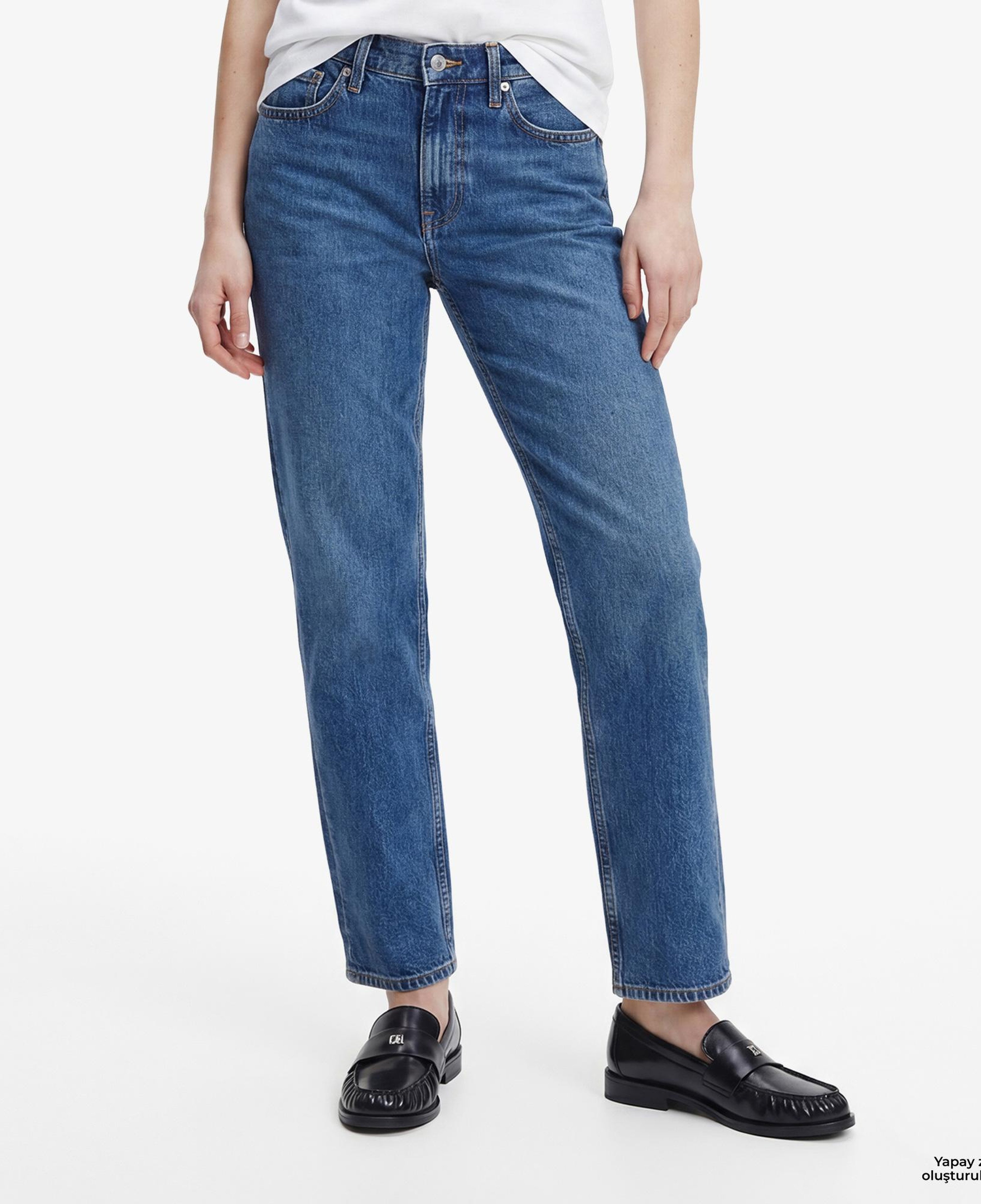 Calvin Klein High Rise Straight Stanton Kadın Mavi Jean
