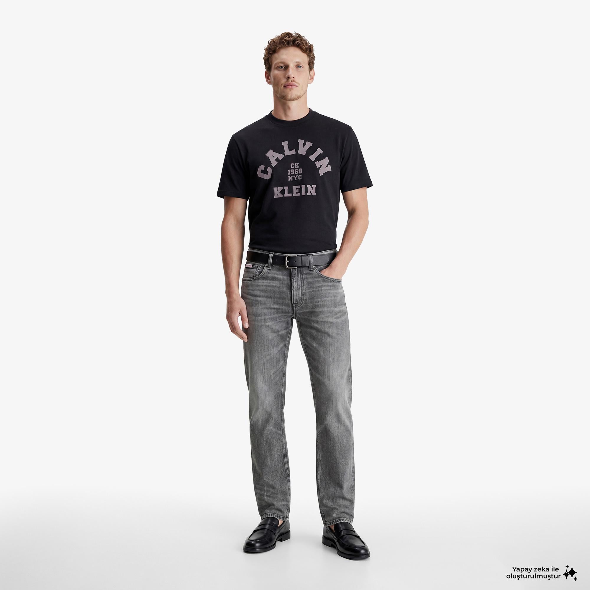 Calvin Klein 90S Straight Meteorite Tencel Erkek Gri Jean