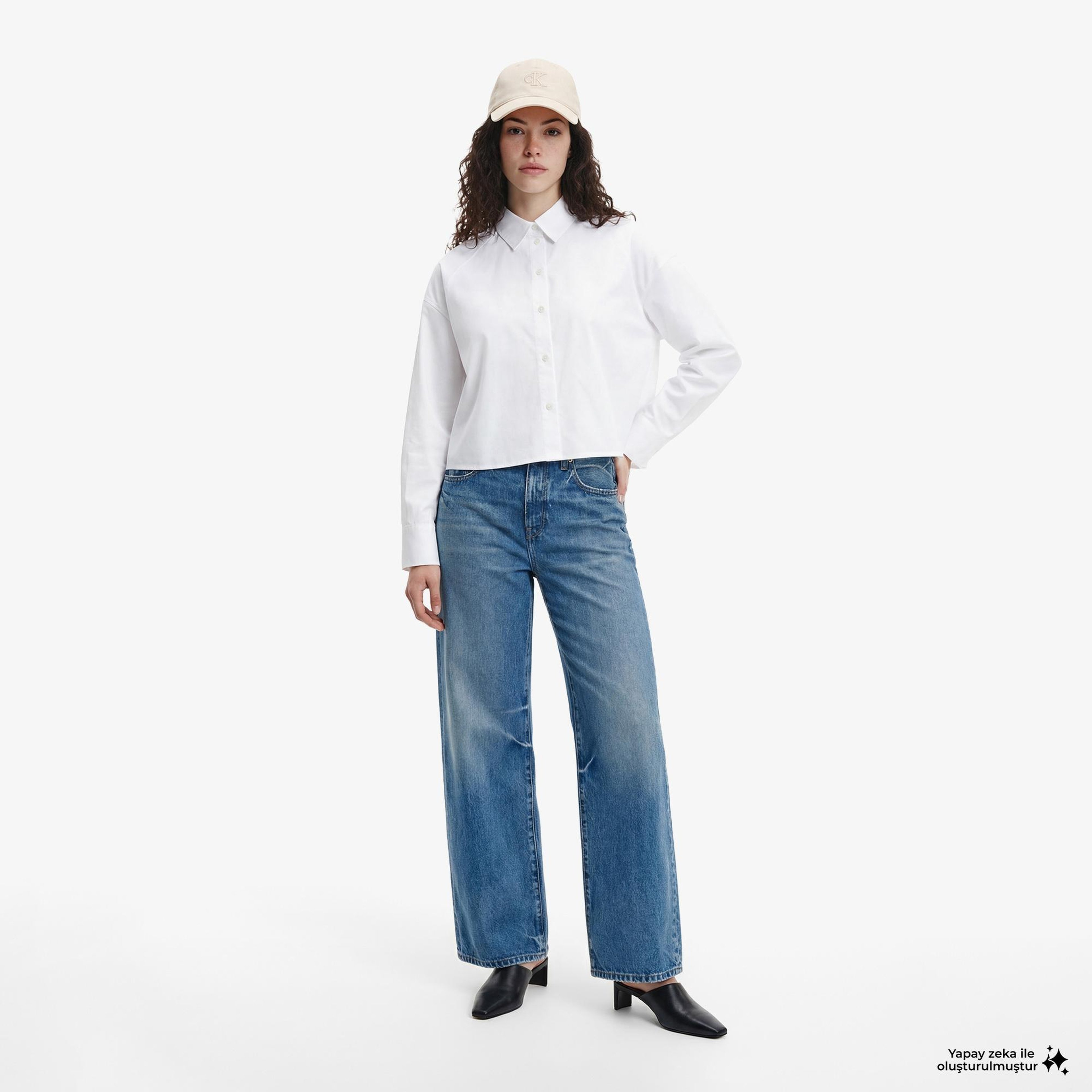 Calvin Klein The Wide Leg Kadın Gri Jean