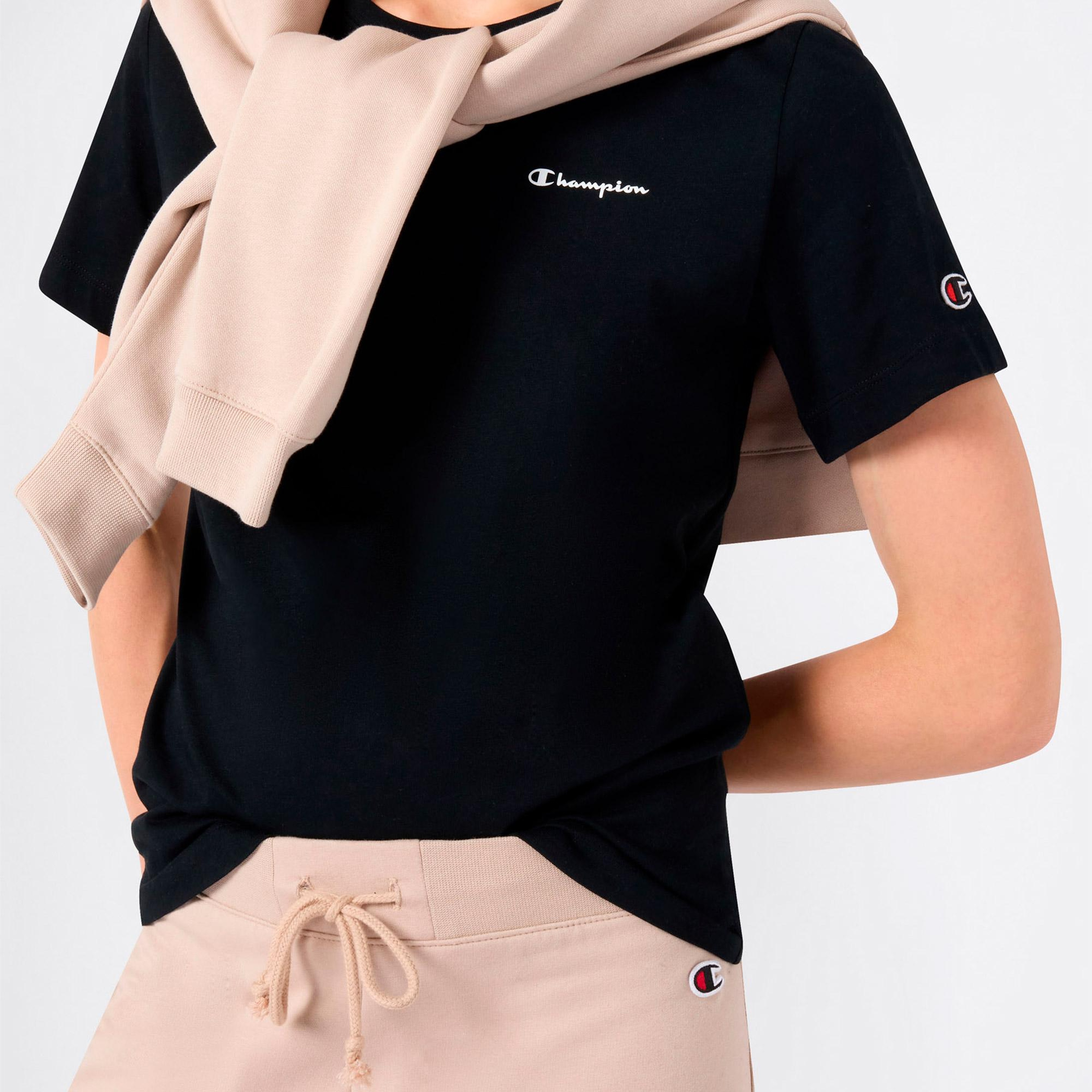 Champion SS Regular Fit Kadın Siyah T-Shirt
