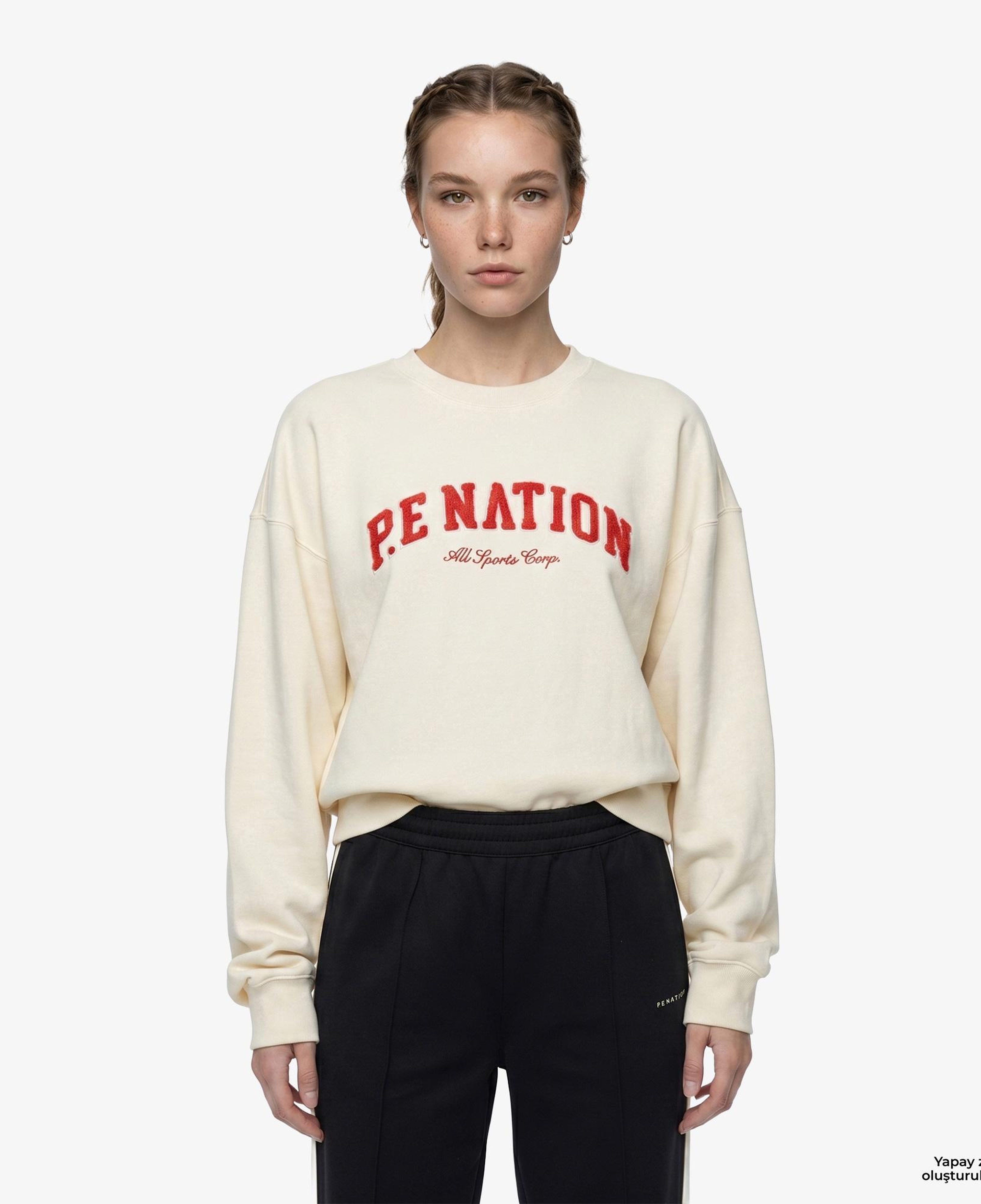 P.E Nation Heritage Kadın Krem Rengi Sweatshirt