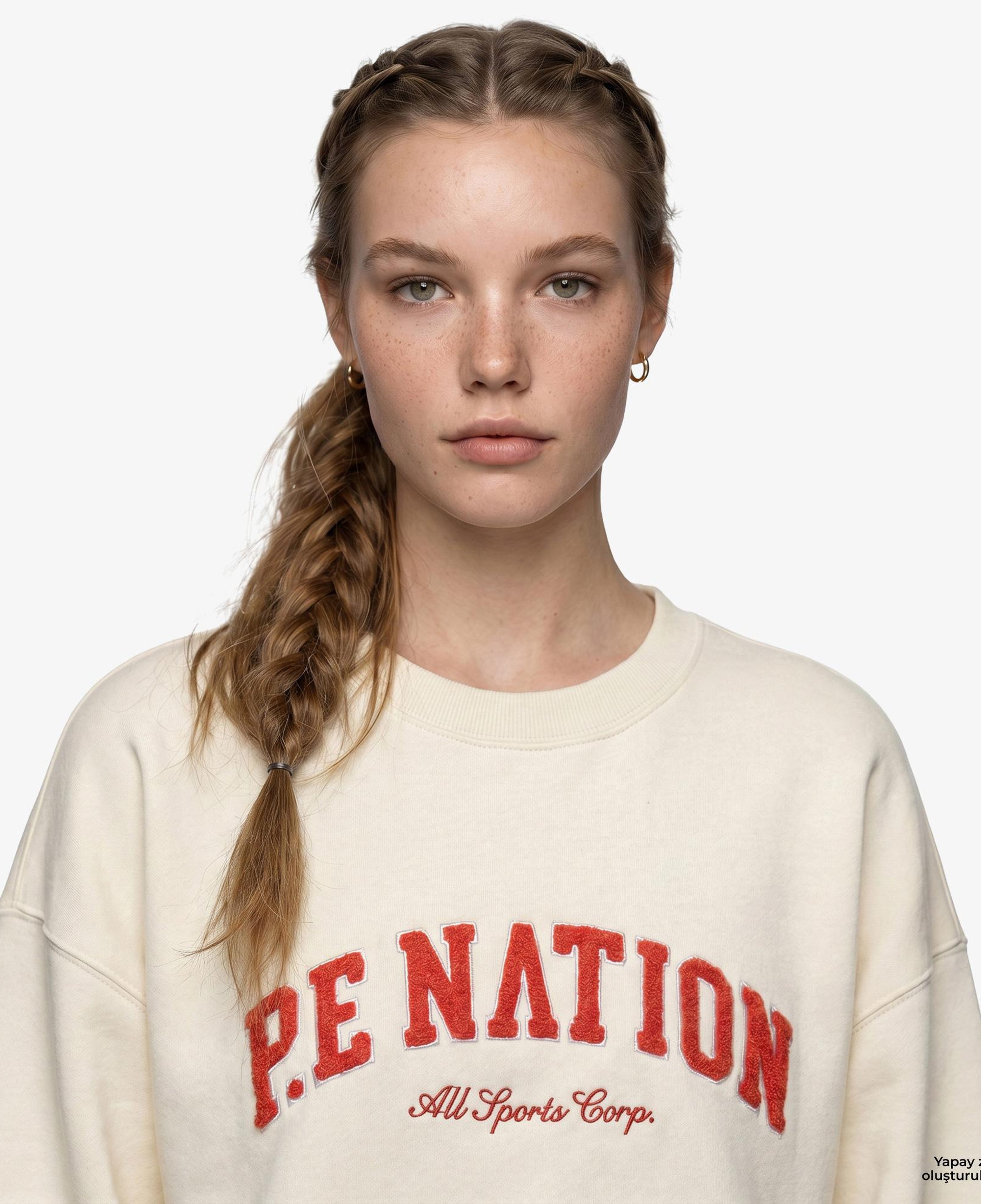P.E Nation Heritage Kadın Krem Rengi Sweatshirt