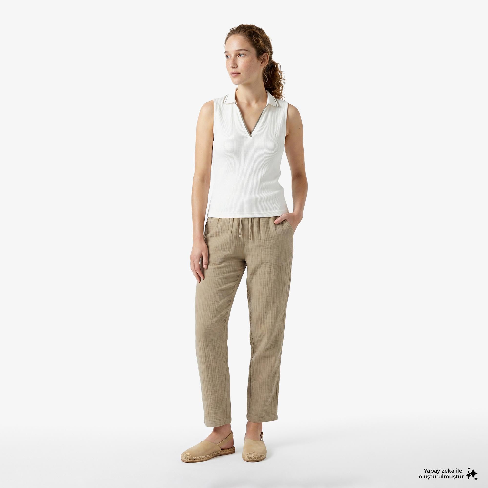 Nautica Kadın Yeşil Regular Fit Pantolon