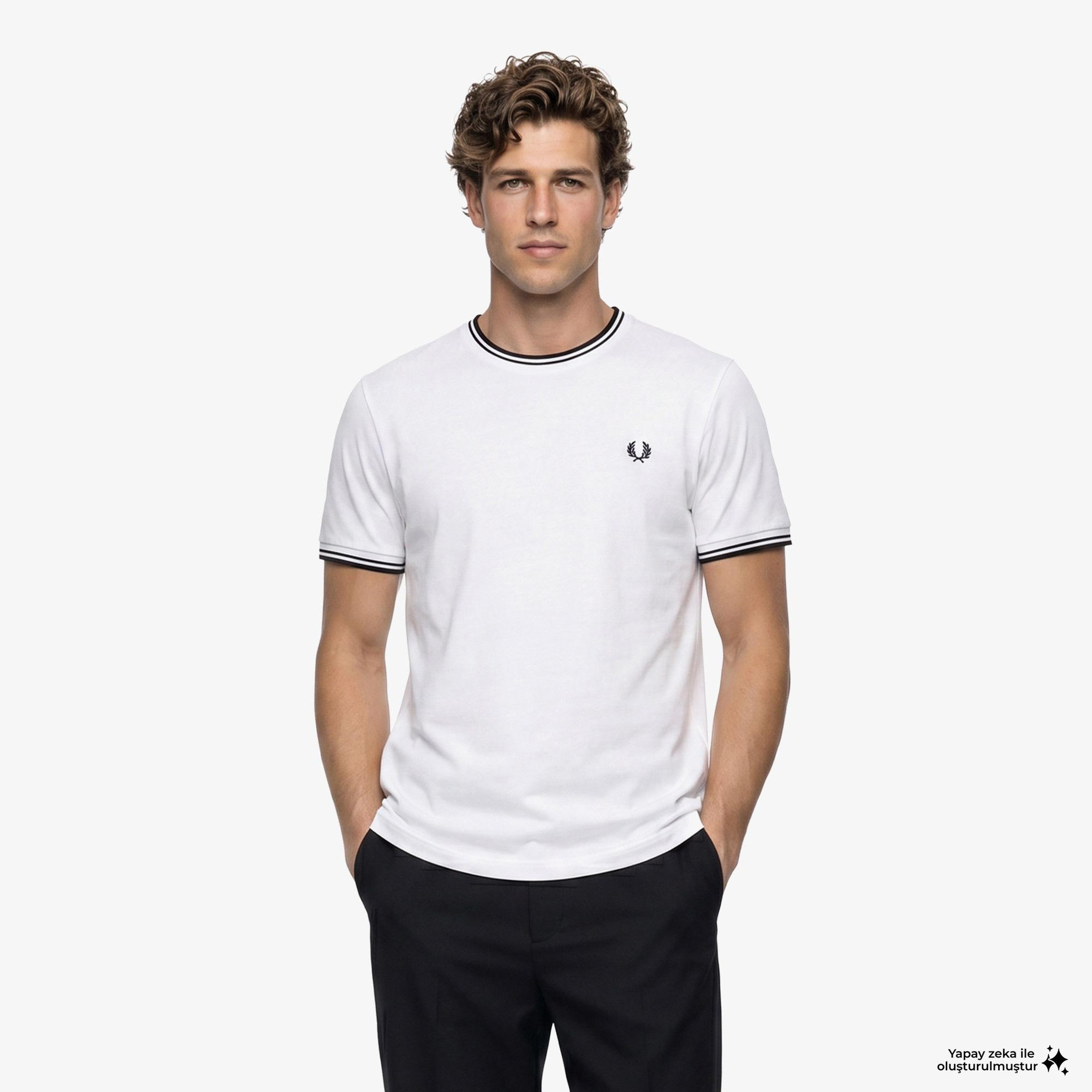 Fred Perry Twin Tipped Erkek Beyaz T-Shirt