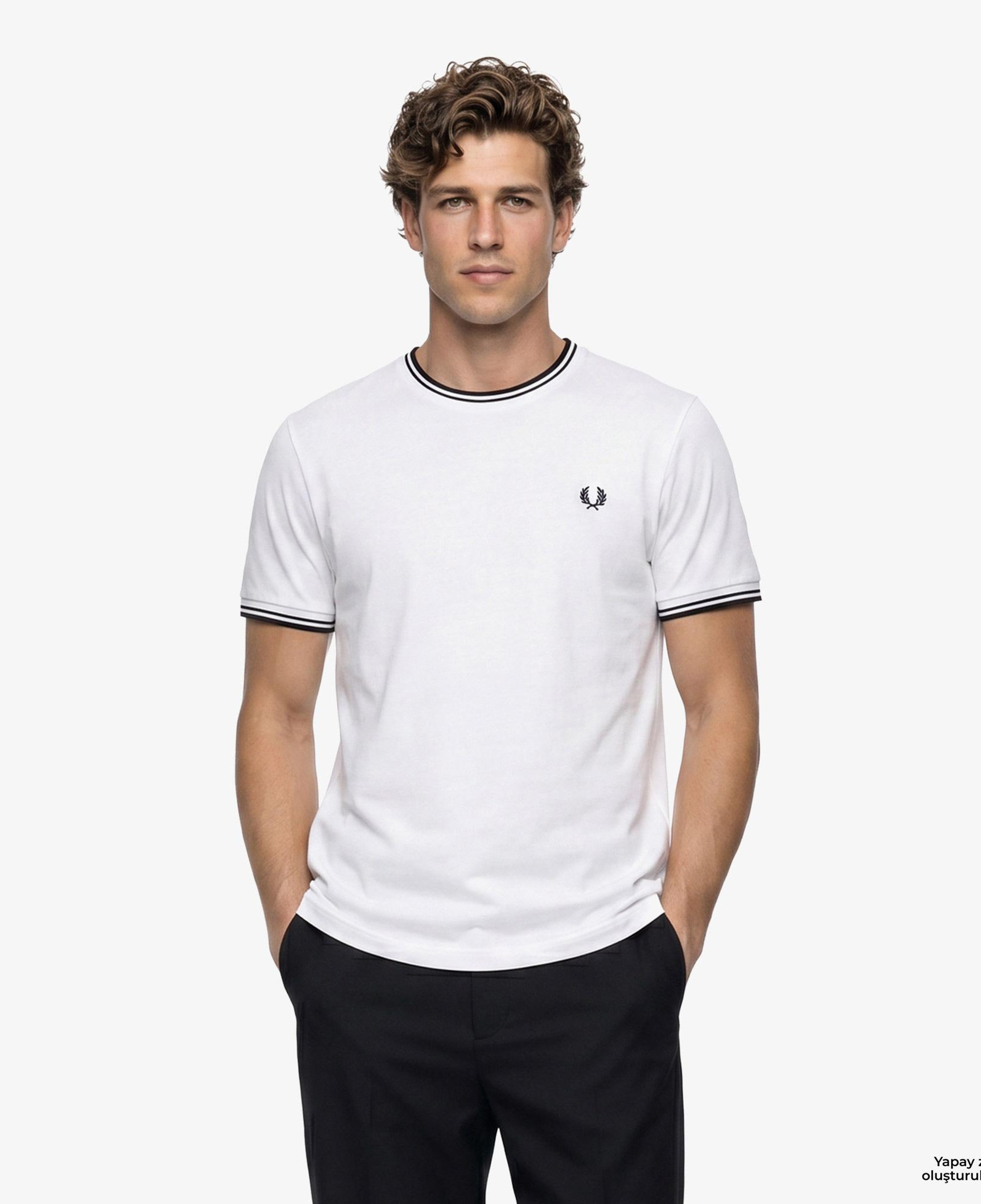 Fred Perry Twin Tipped Erkek Beyaz T-Shirt