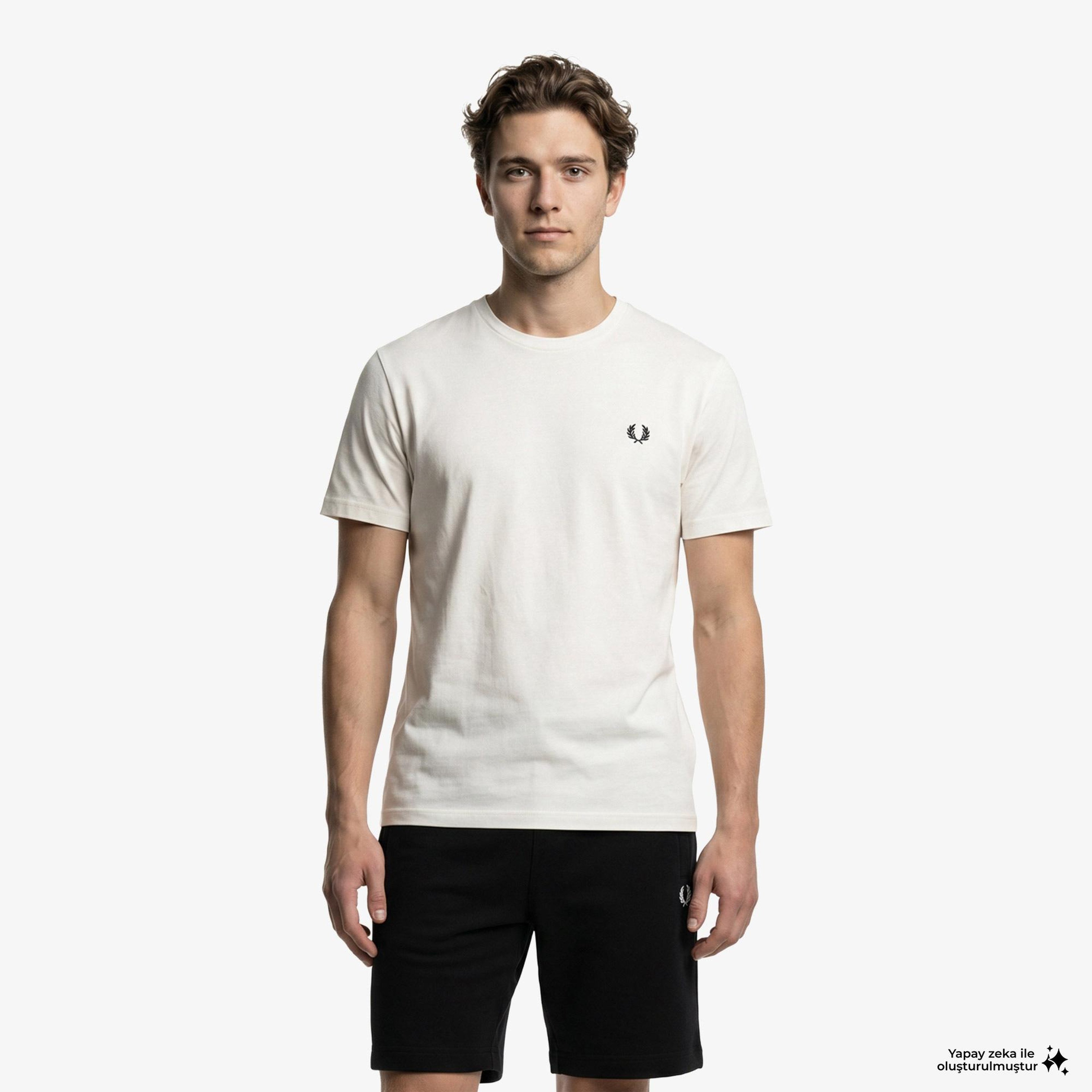 Fred Perry Crew Neck Erkek Beyaz T-Shirt