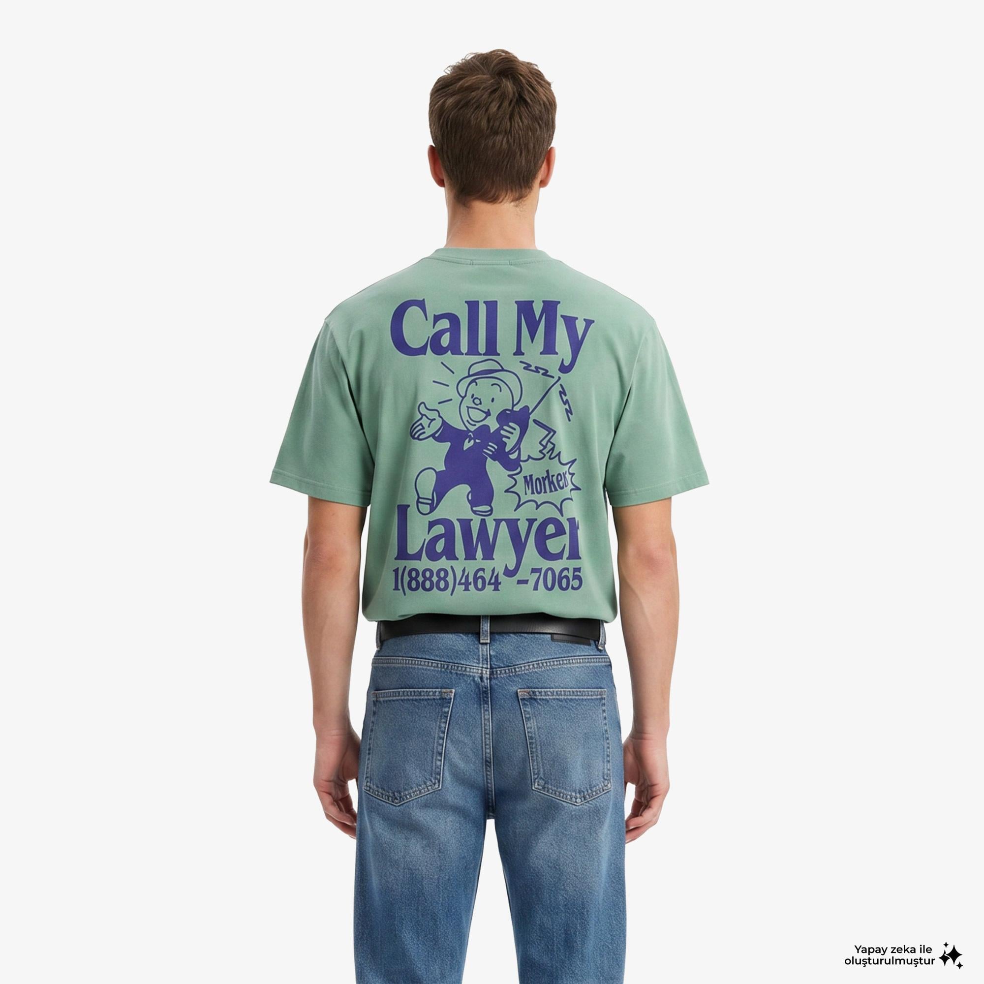 Market Walking And Talking Lawyer Erkek Yeşil T-Shirt