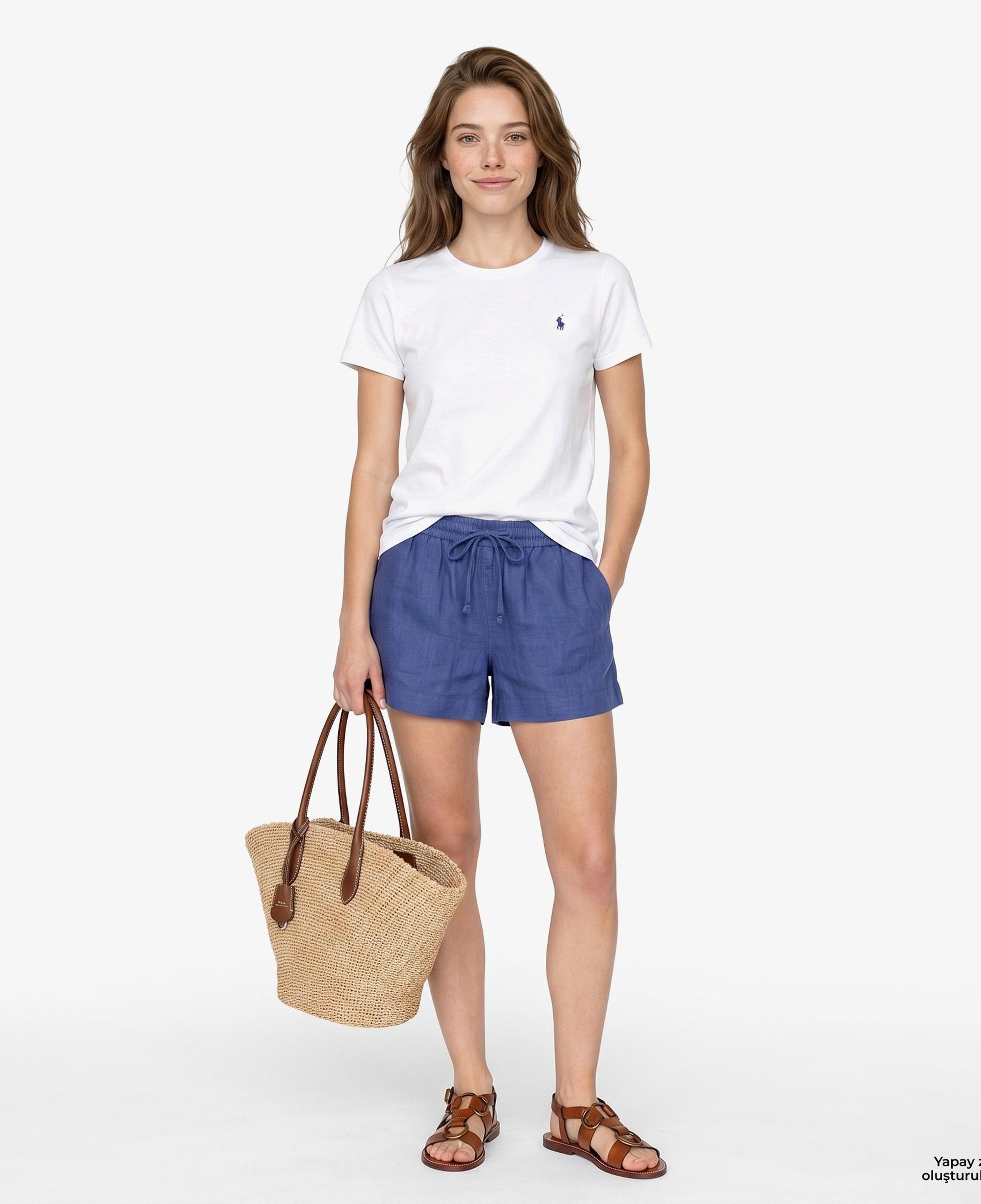 Polo Ralph Lauren Boyfriend Kadın Koyu Mavi Keten Şort