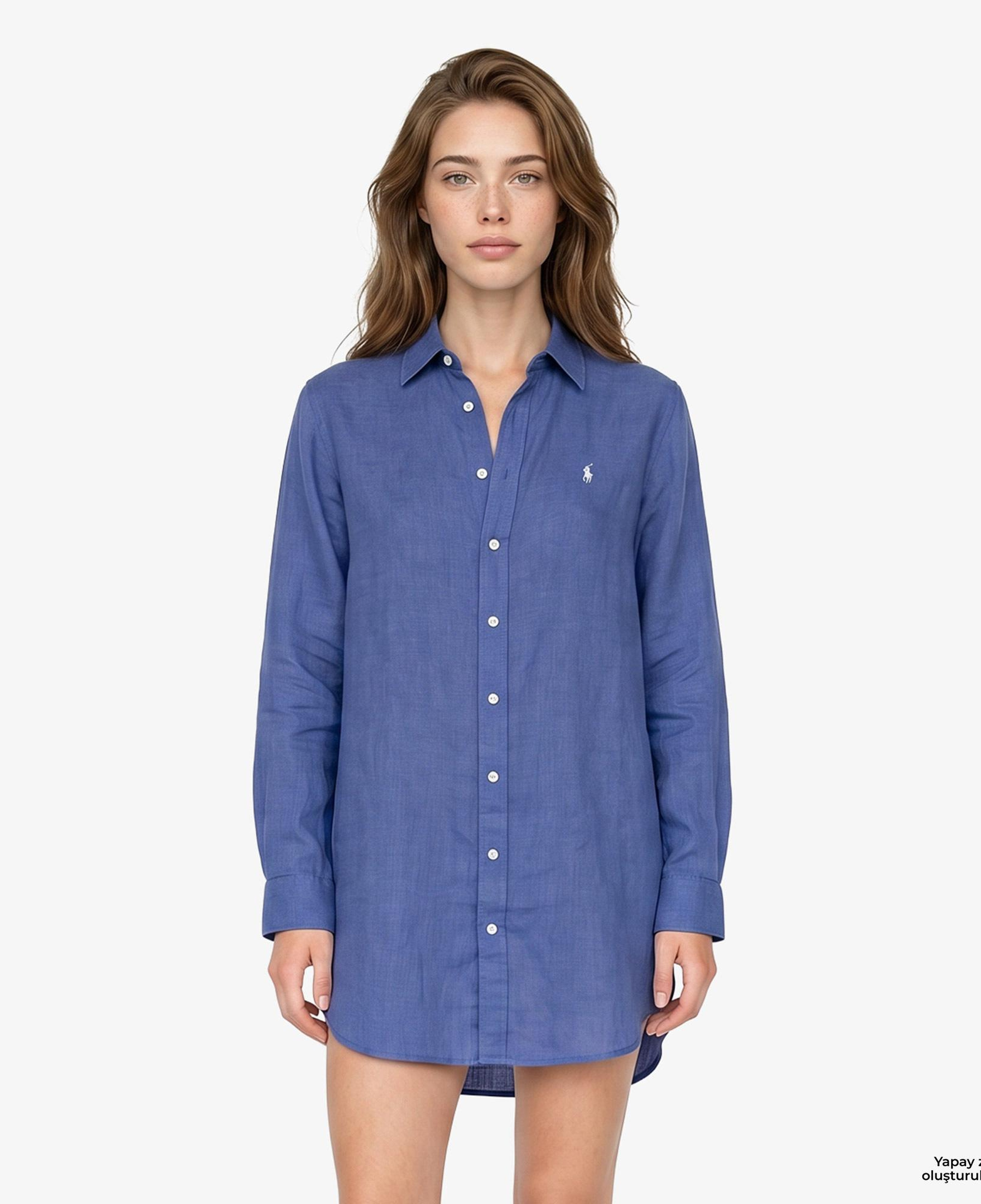 Polo Ralph Lauren Boyfriend Kadın Koyu Mavi Keten Gömlek