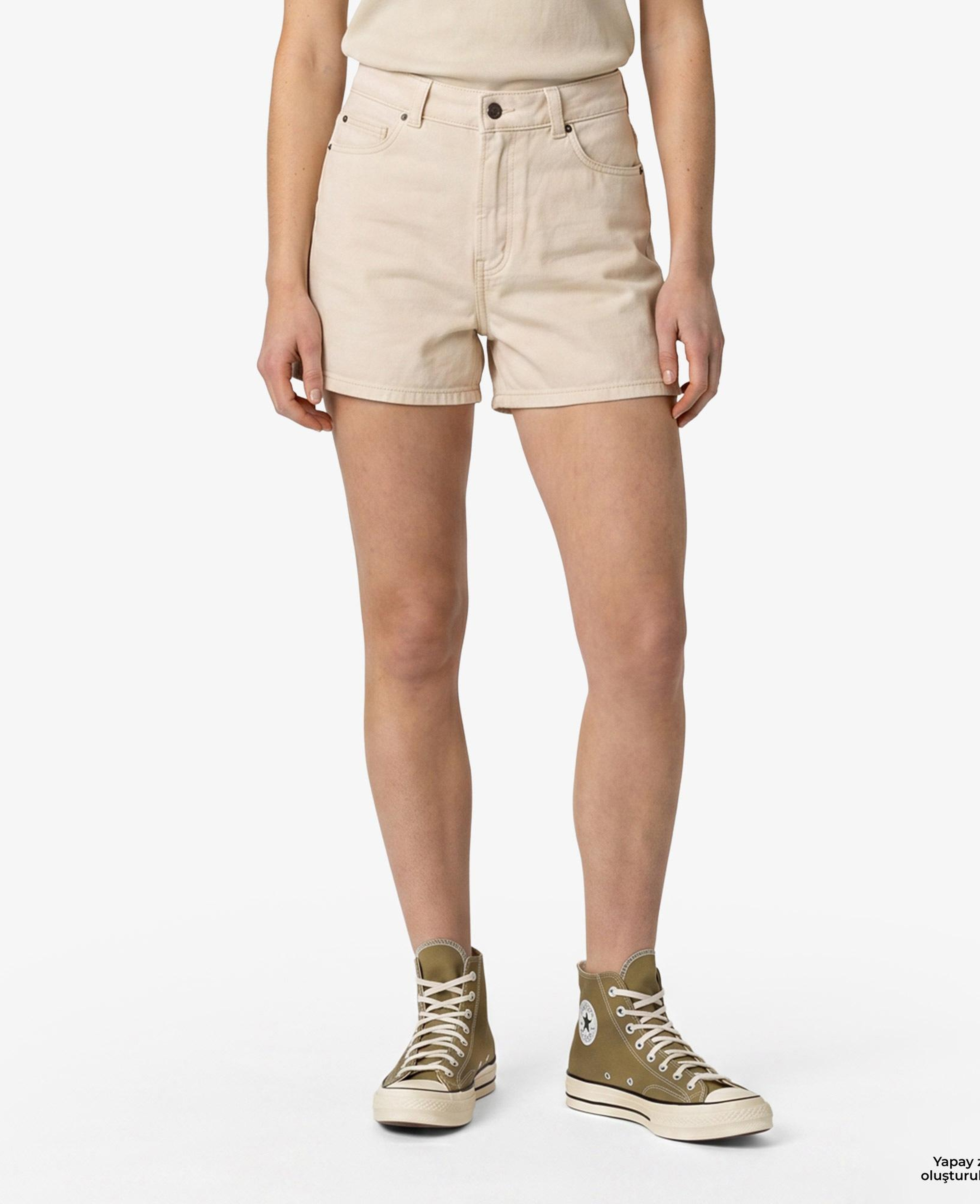 Dickies 984 5 Inch High Waist Jean Kadın Krem Şort