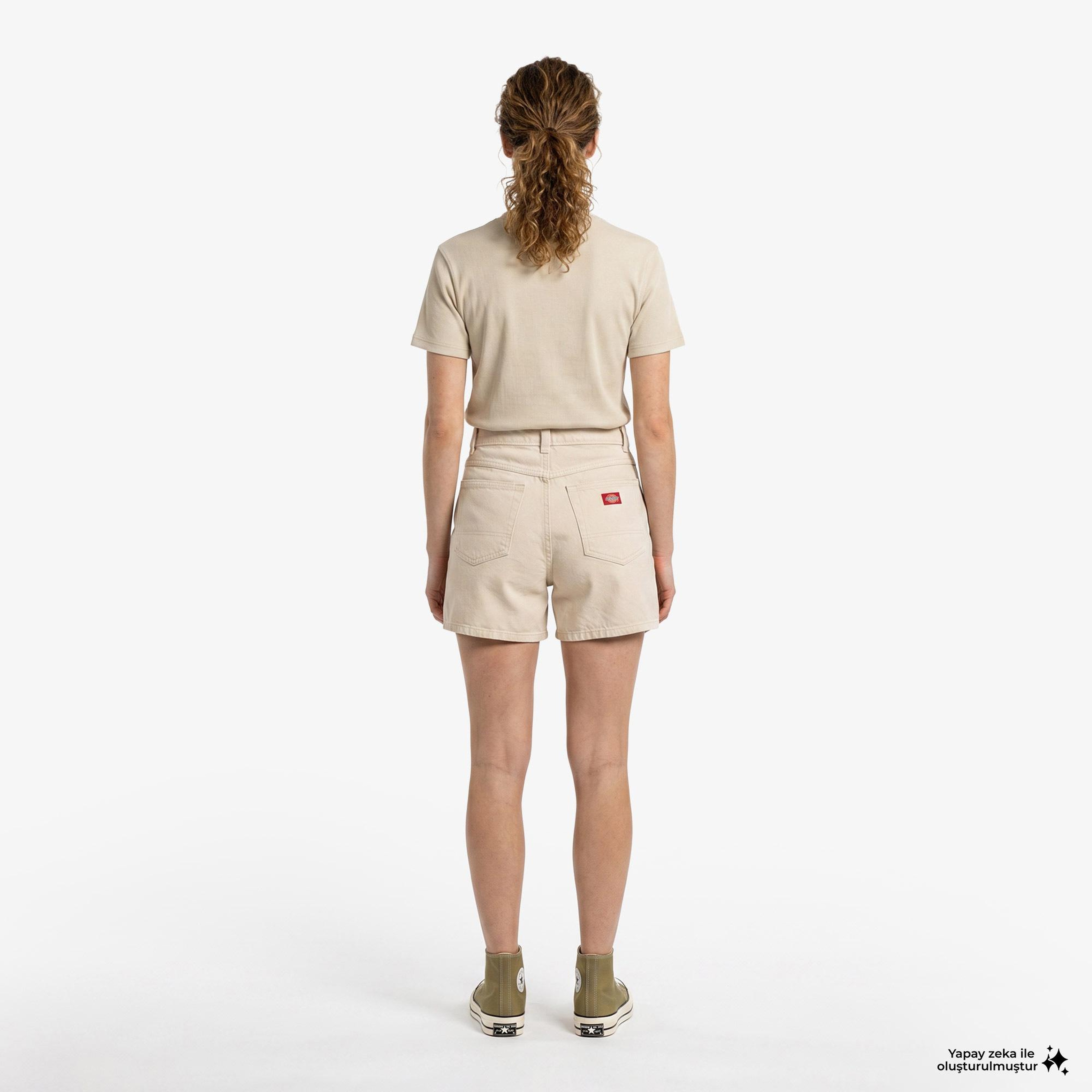 Dickies 984 5 Inch High Waist Jean Kadın Krem Şort