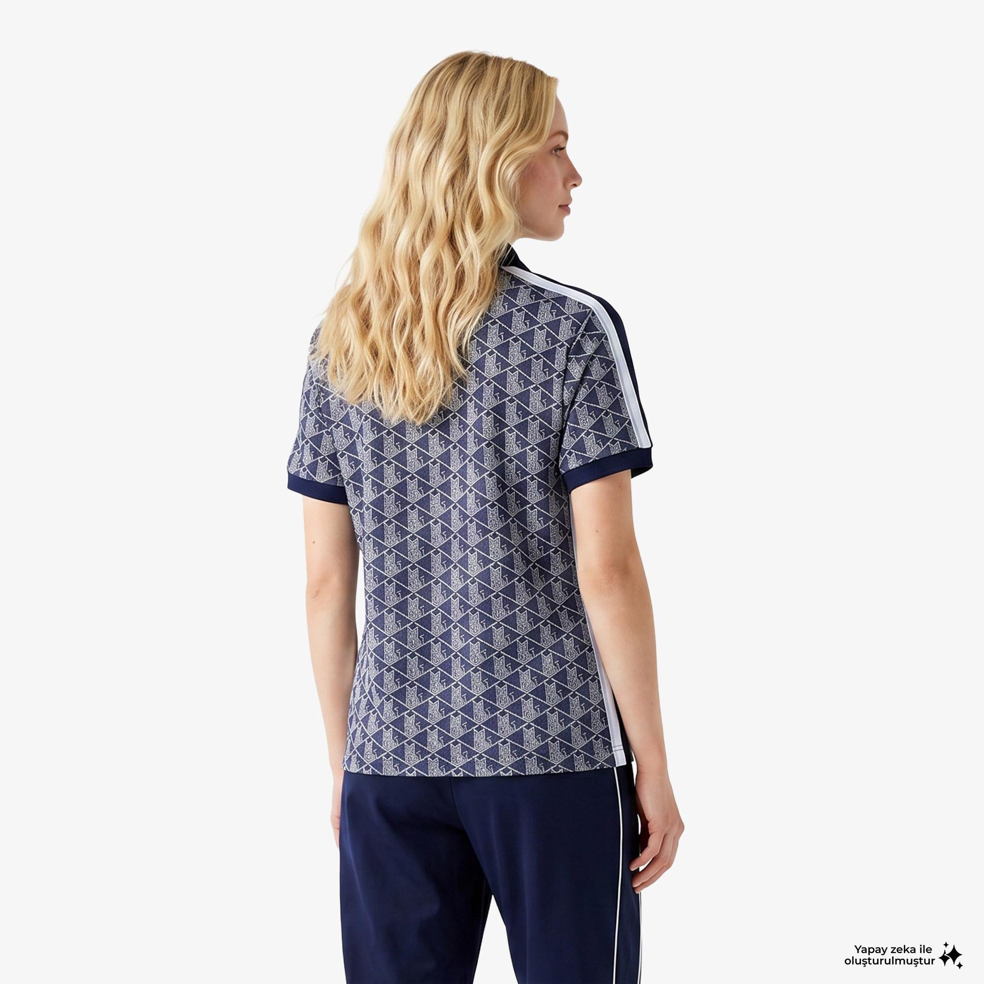 Lacoste Slim Fit Monogram Kadın Siyah Polo