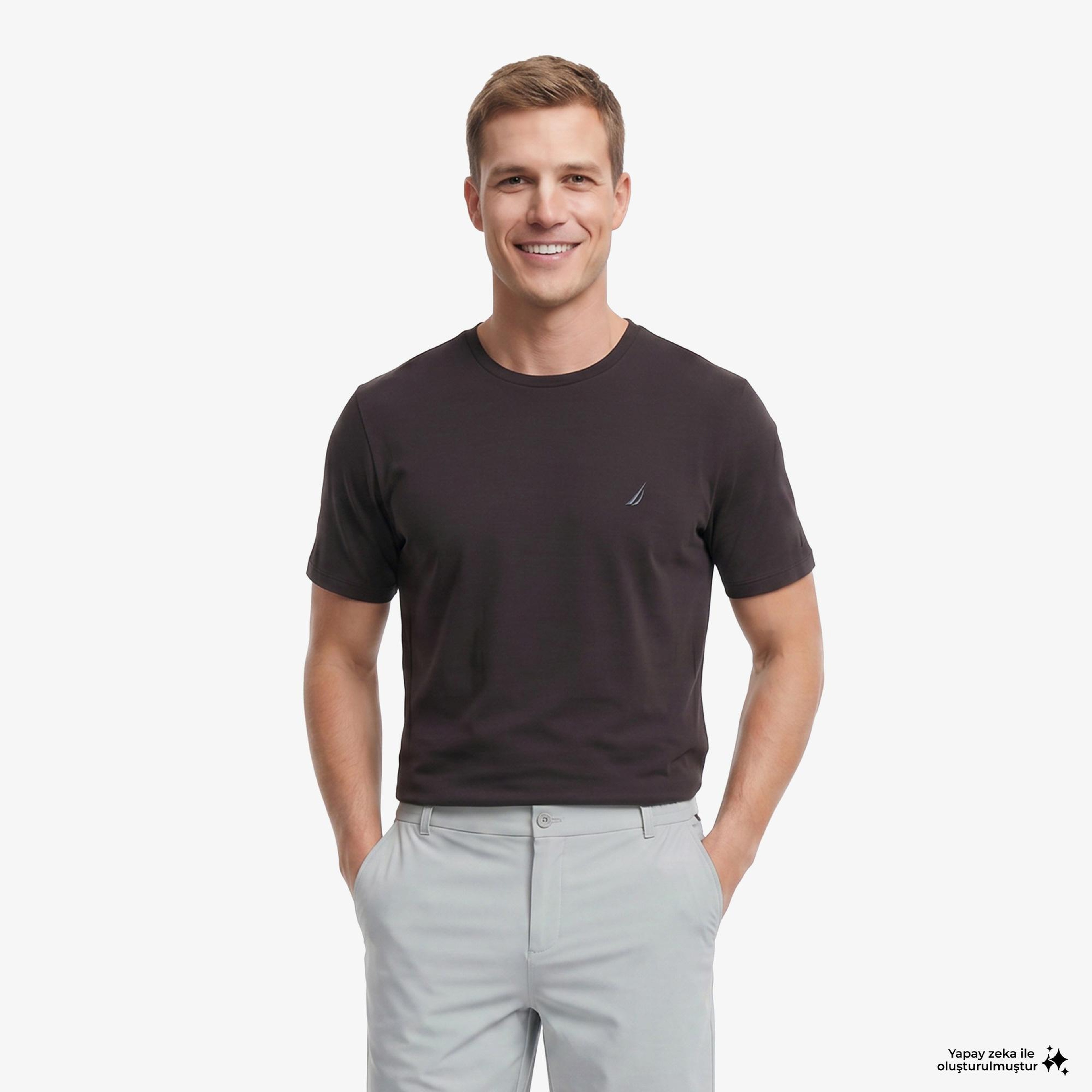 Nautica Erkek Kahverengi Regular Fit T-Shirt