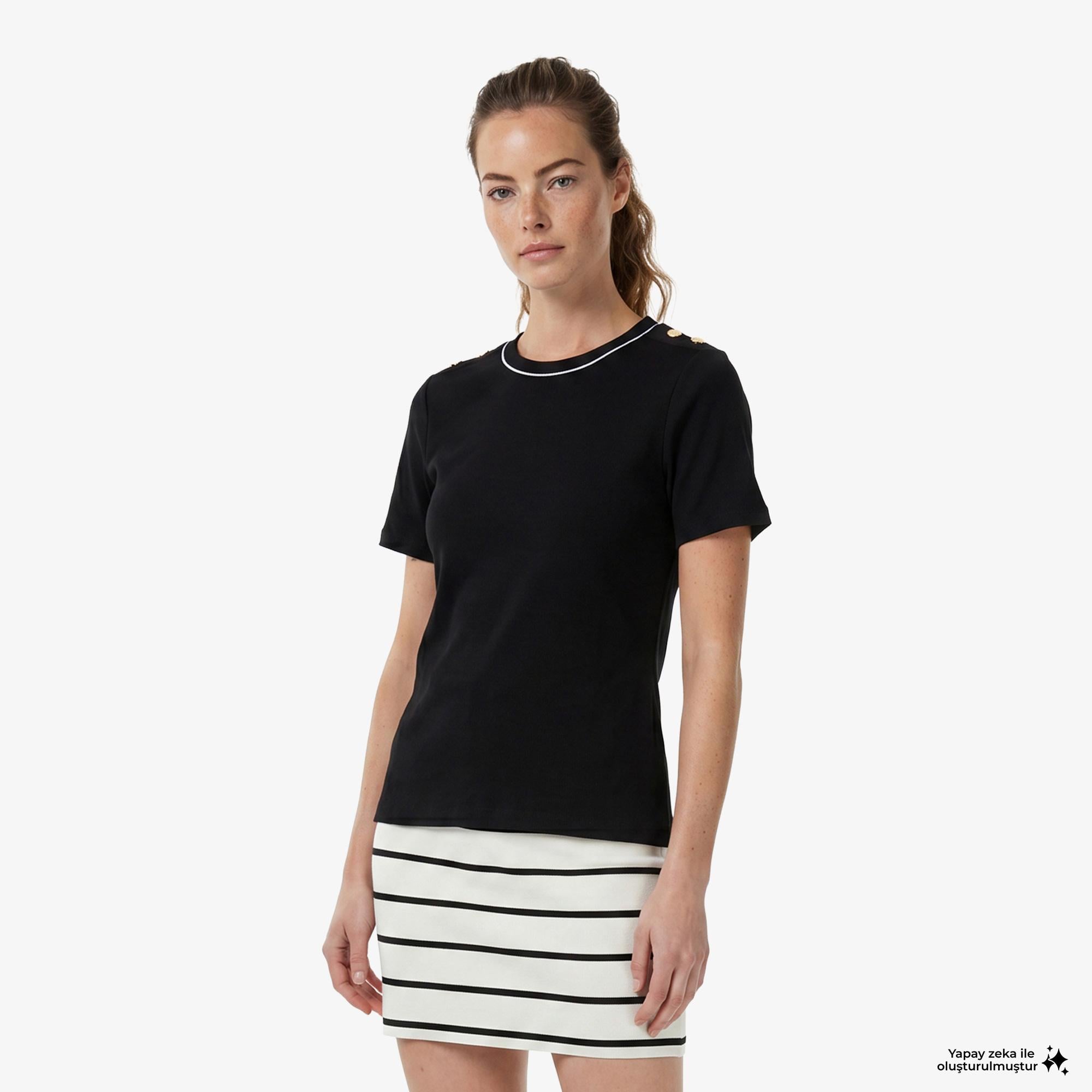 Nautica Kadın Siyah Slim Fit T-Shirt