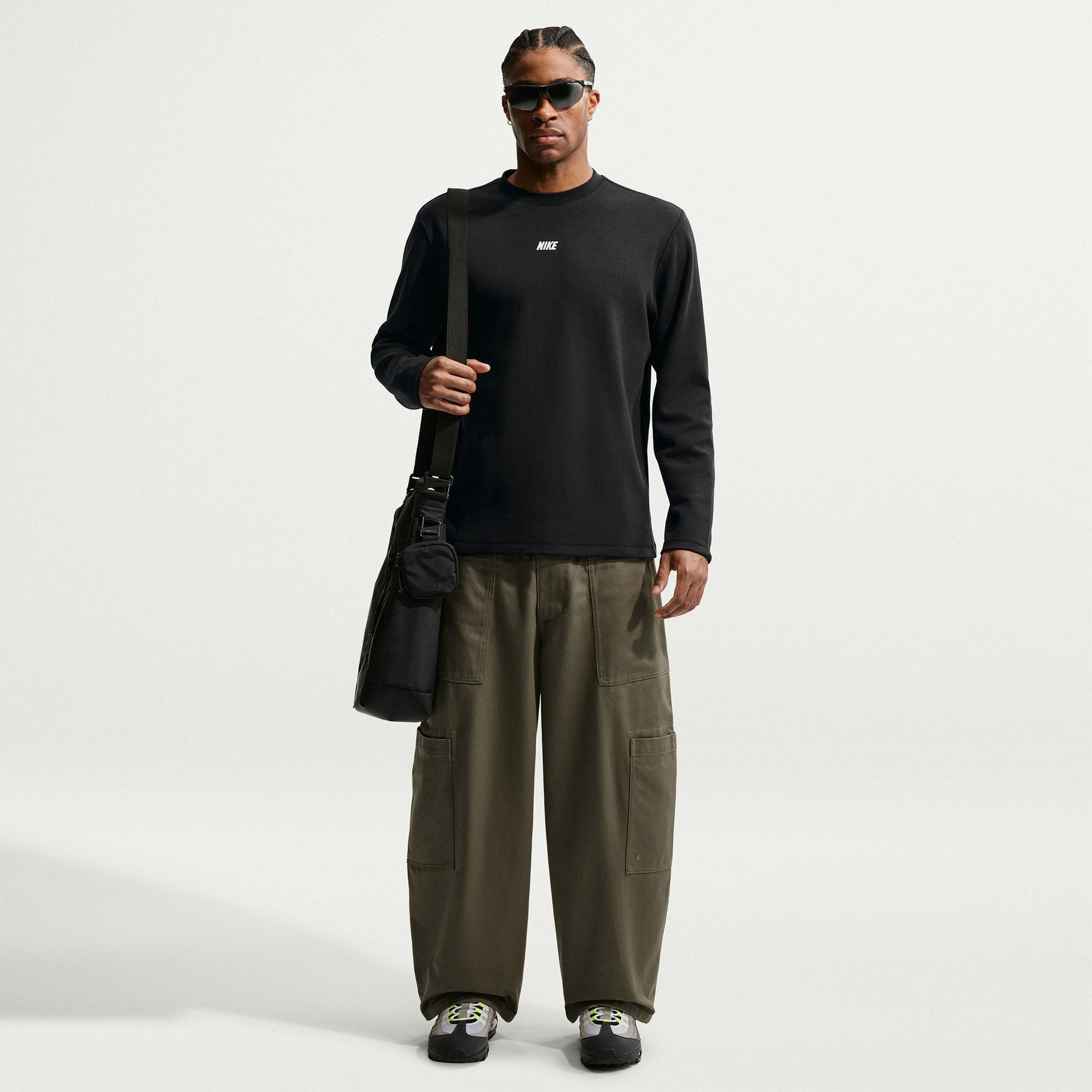 Nike Sportswear Club Varsity Erkek Siyah Uzun Kollu T-Shirt