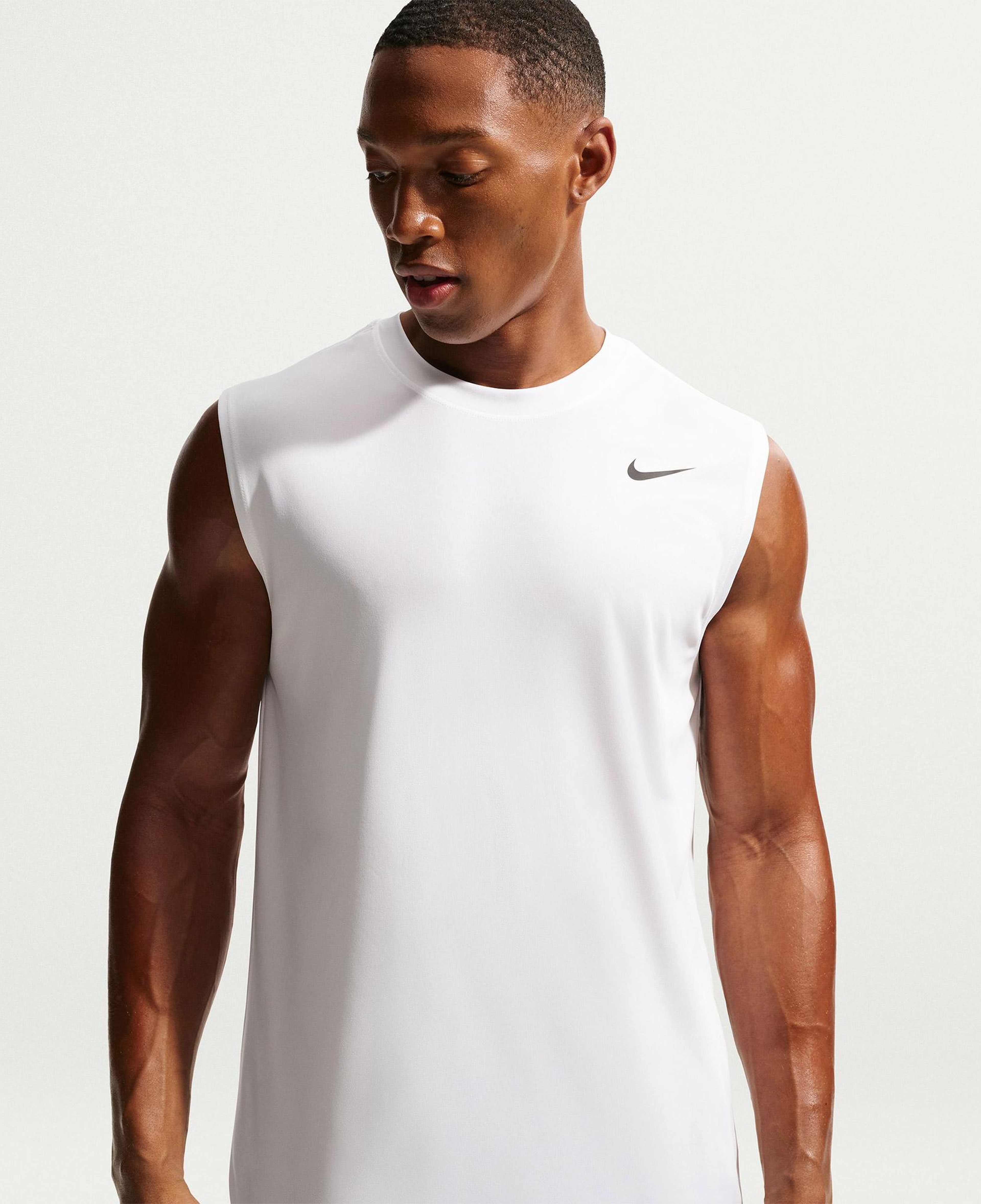 Nike Dri-Fit Sleeveless Flex Erkek Beyaz T-Shirt