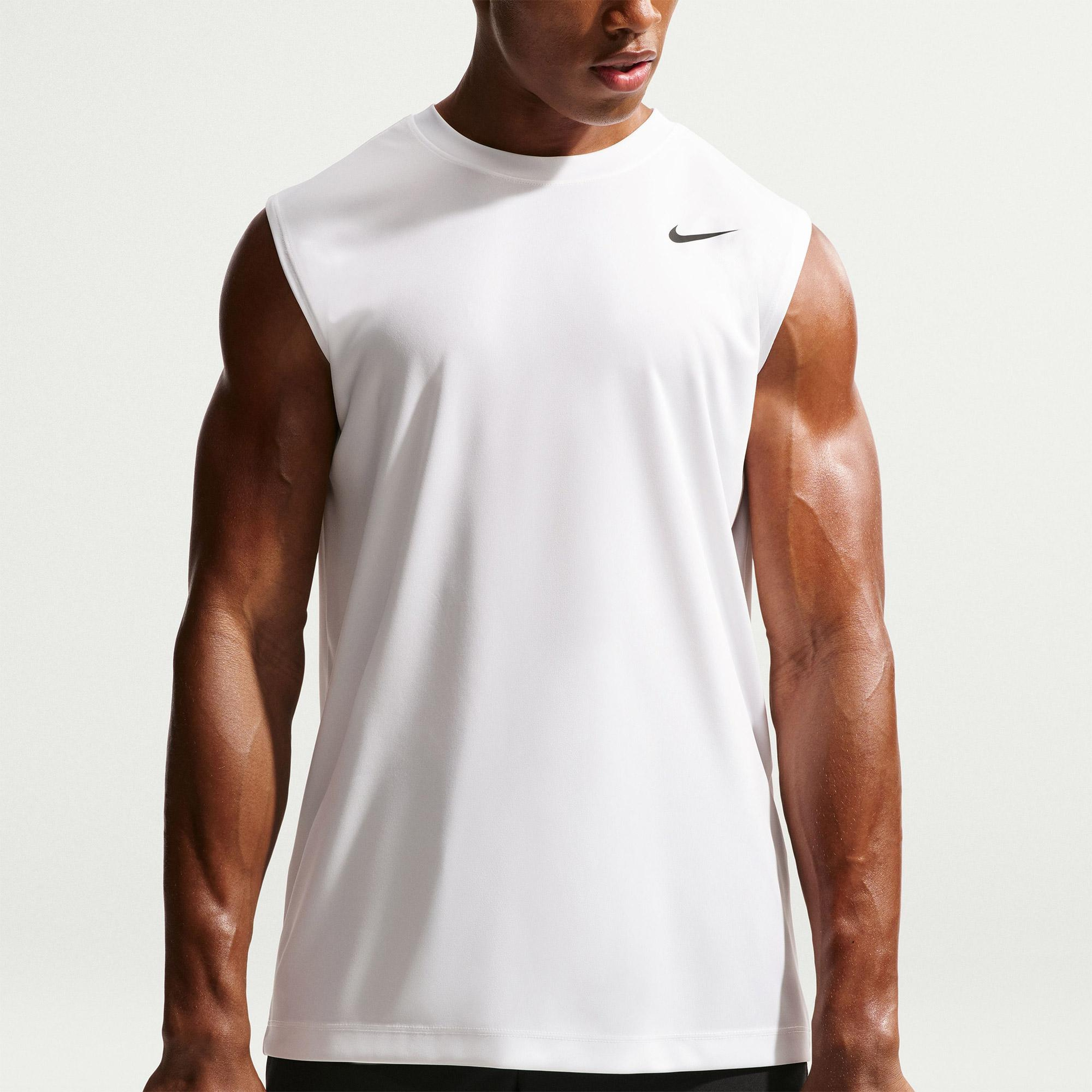 Nike Dri-Fit Sleeveless Flex Erkek Beyaz T-Shirt