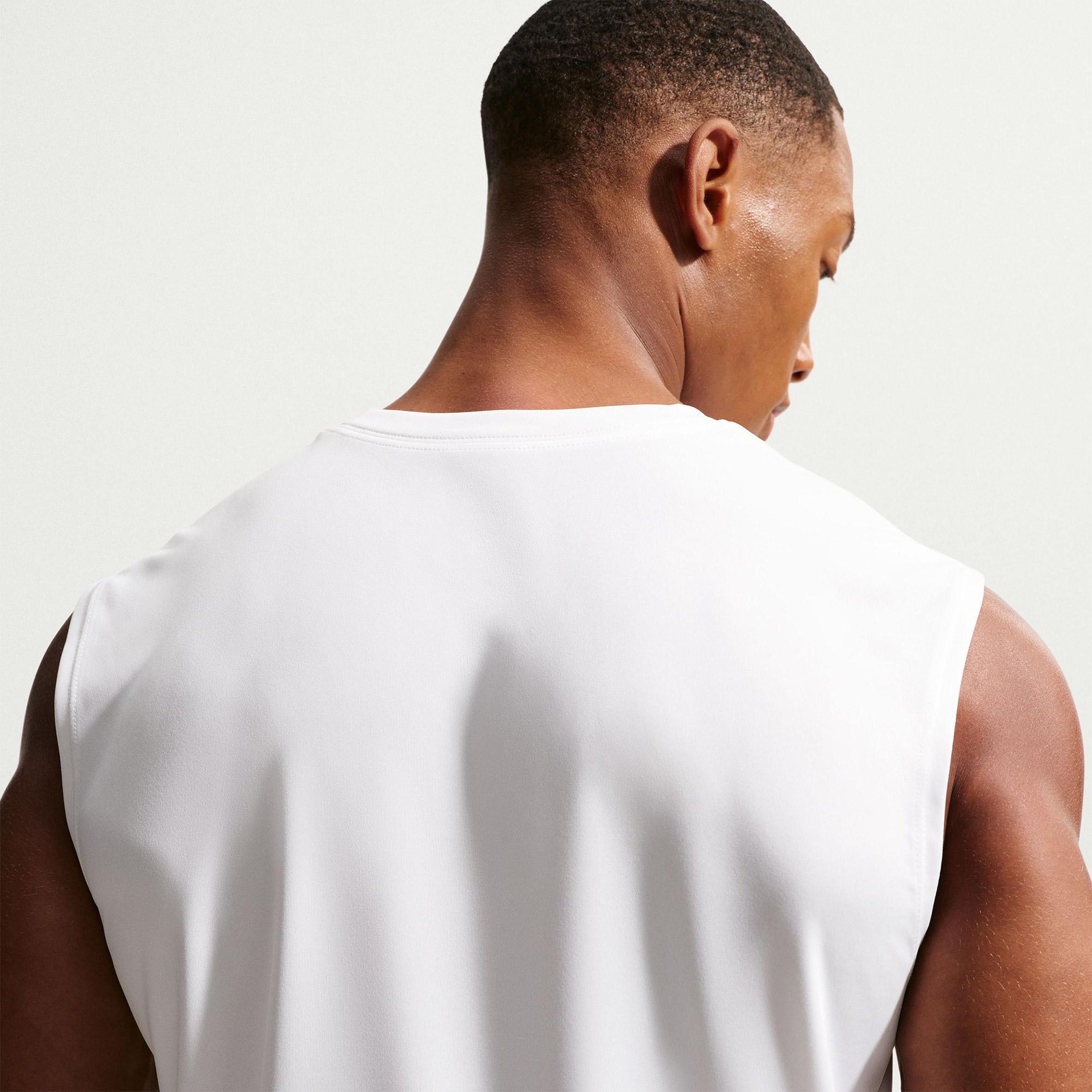 Nike Dri-Fit Sleeveless Flex Erkek Beyaz T-Shirt