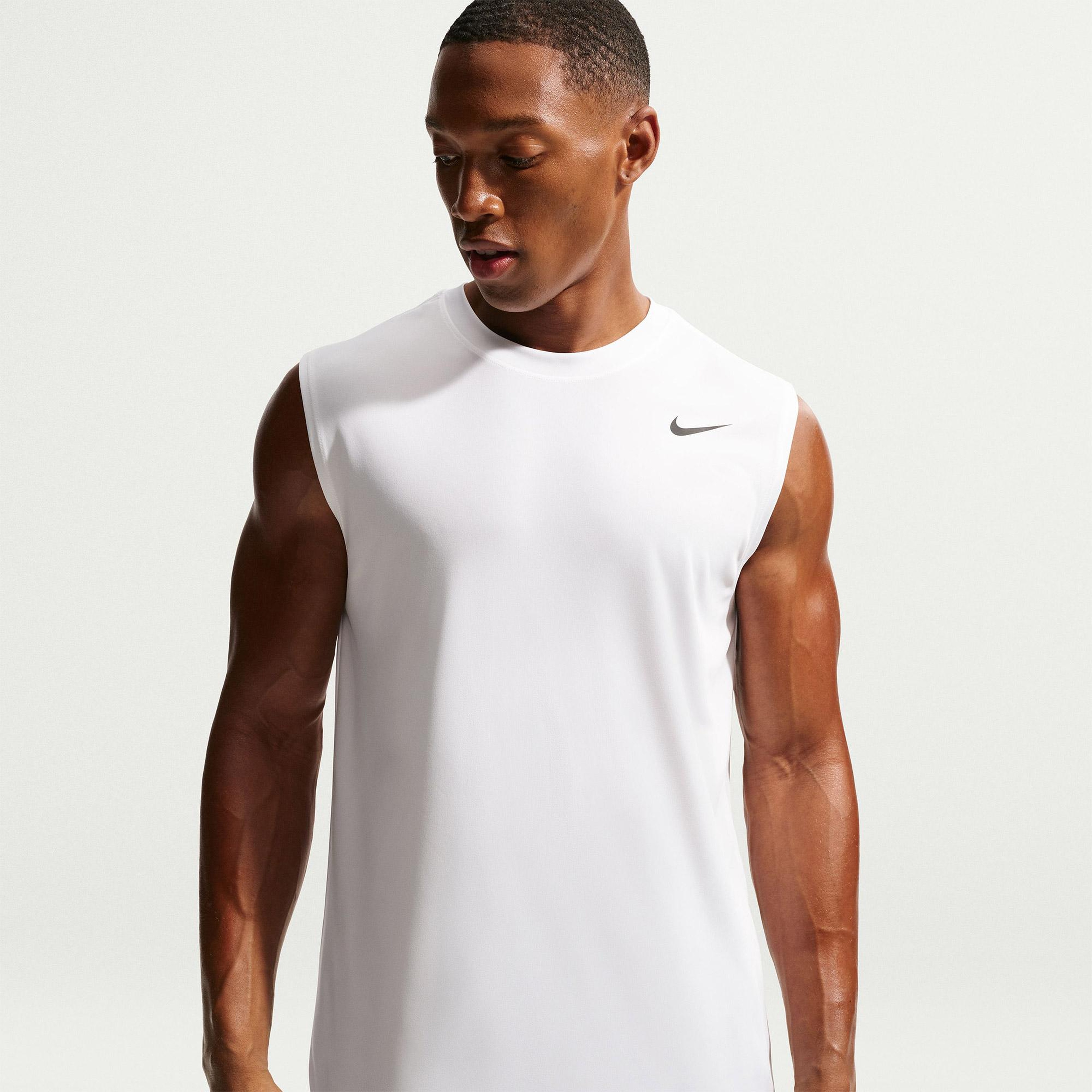 Nike Dri-Fit Sleeveless Flex Erkek Beyaz T-Shirt