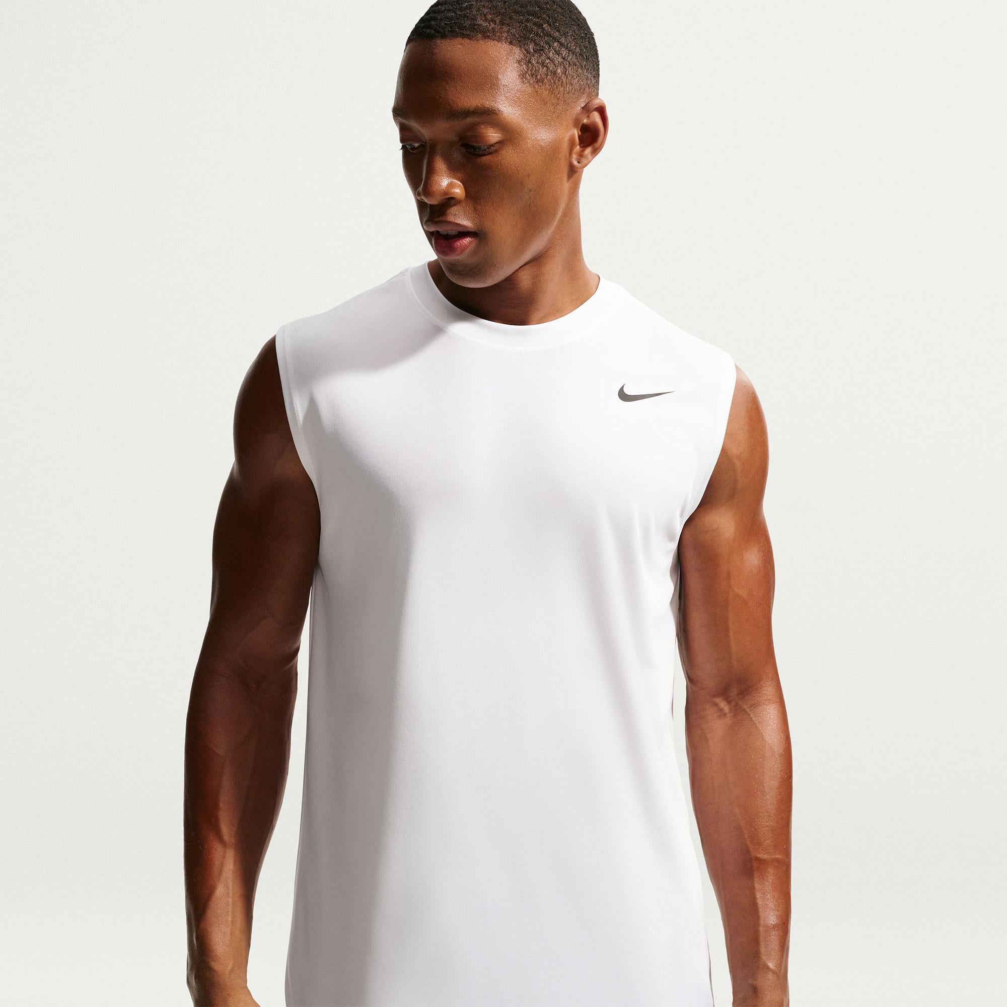 Nike Dri-Fit Sleeveless Flex Erkek Beyaz T-Shirt
