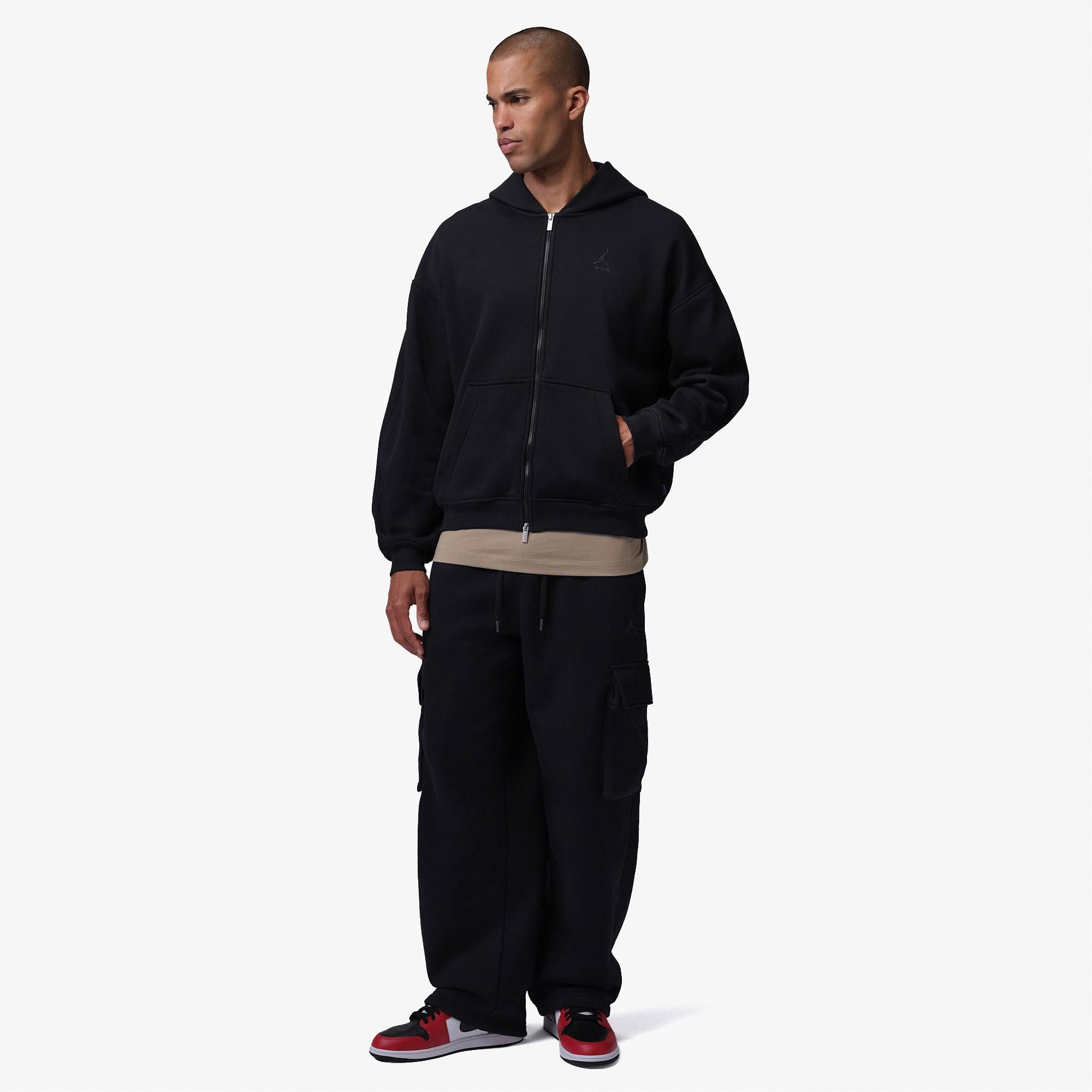 Jordan Brooklyn Fleece Oversize Erkek Siyah Eşofman Üstü