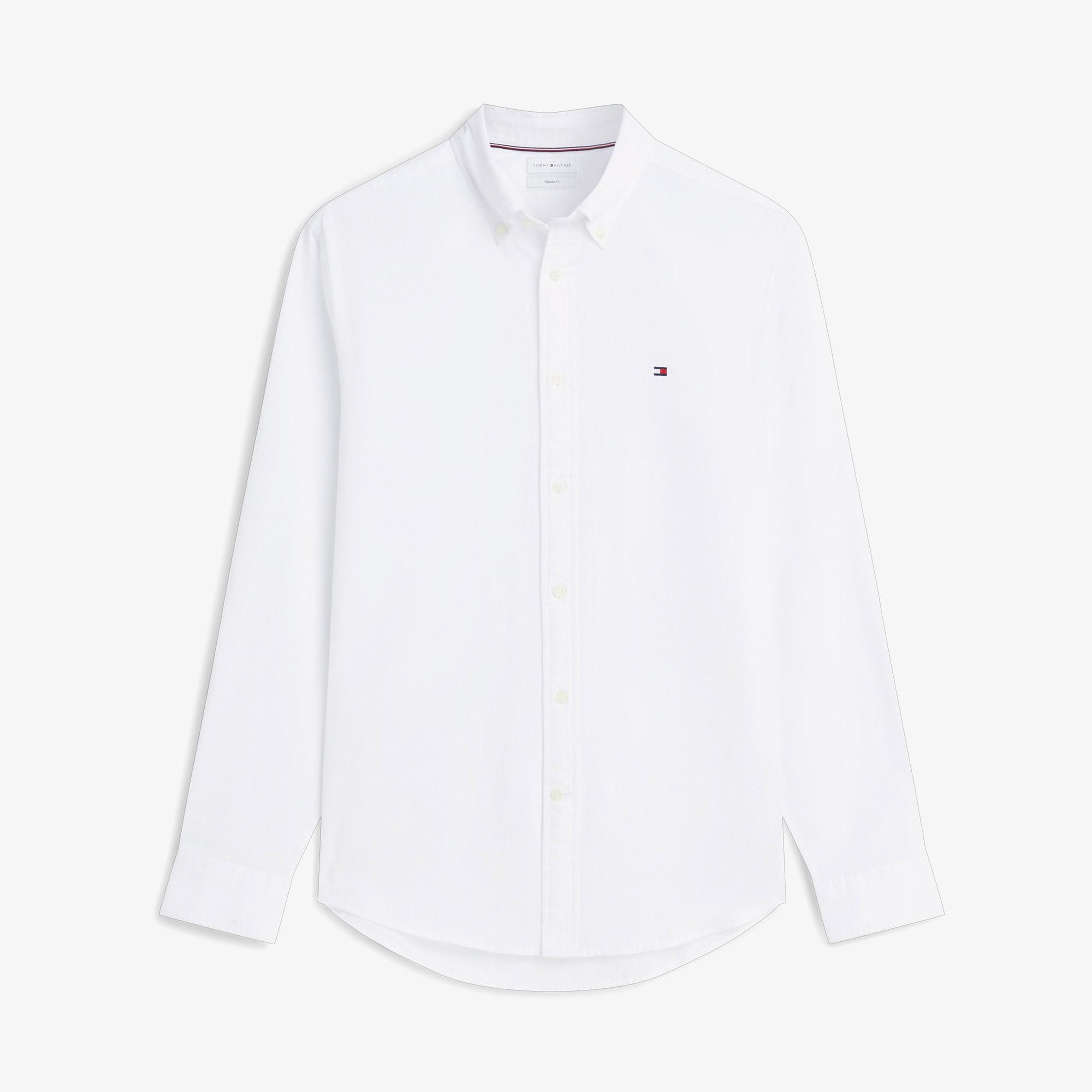 Tommy Hilfiger Flex Pop Mini Dobby Erkek Beyaz Gömlek