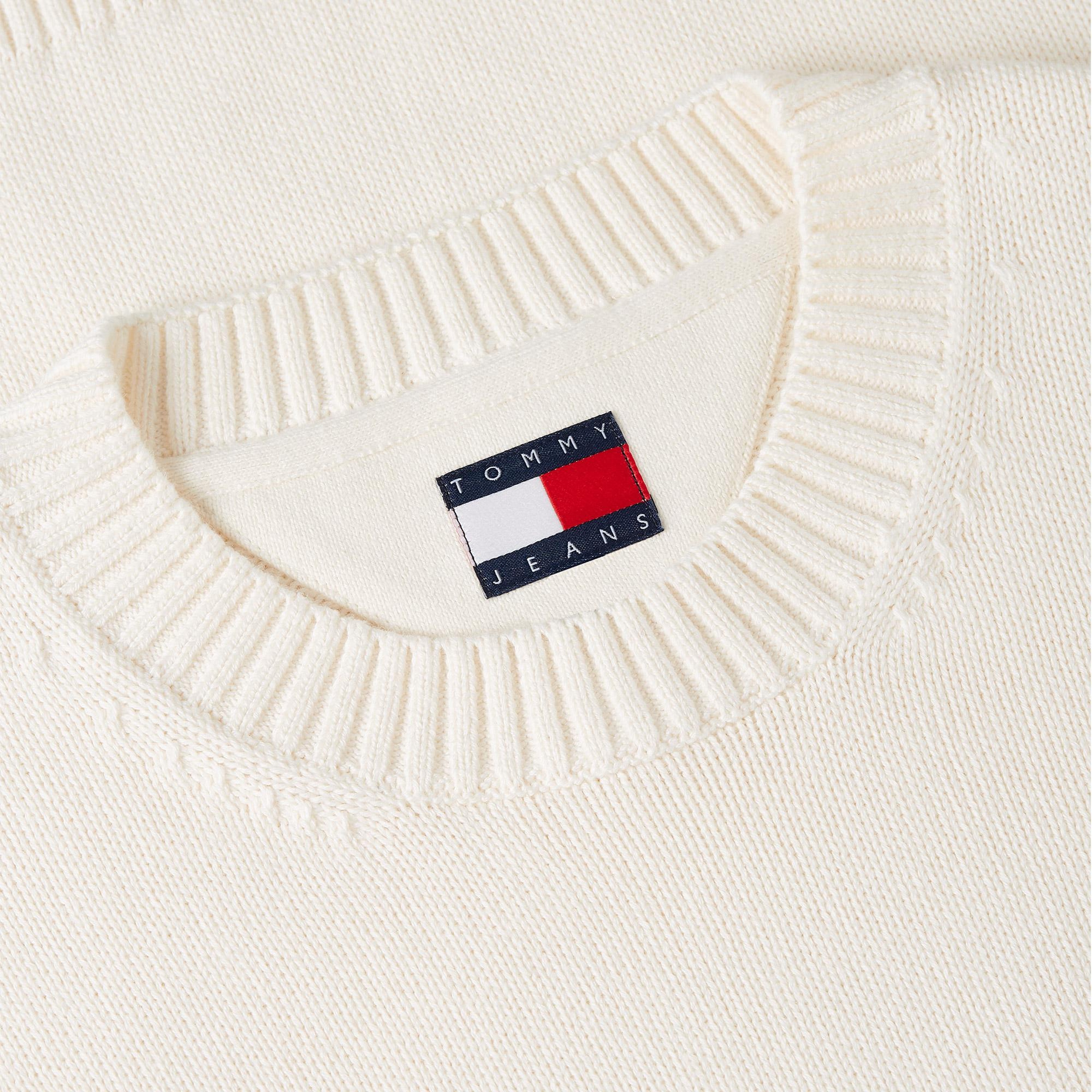 Tommy Hilfiger Flag Erkek Beyaz Triko