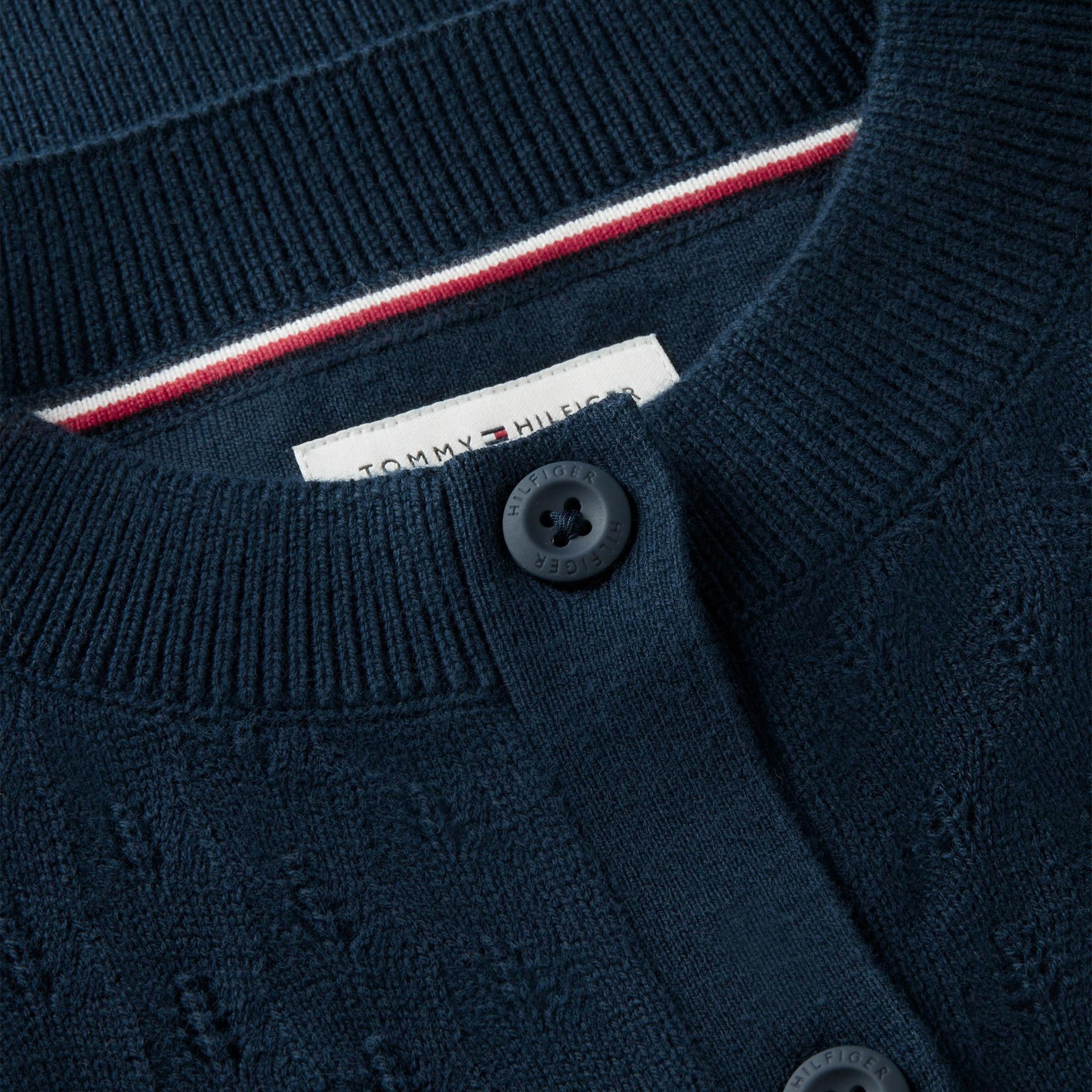 Tommy Hilfiger Pointelle Cardigan Çocuk Mavi Triko