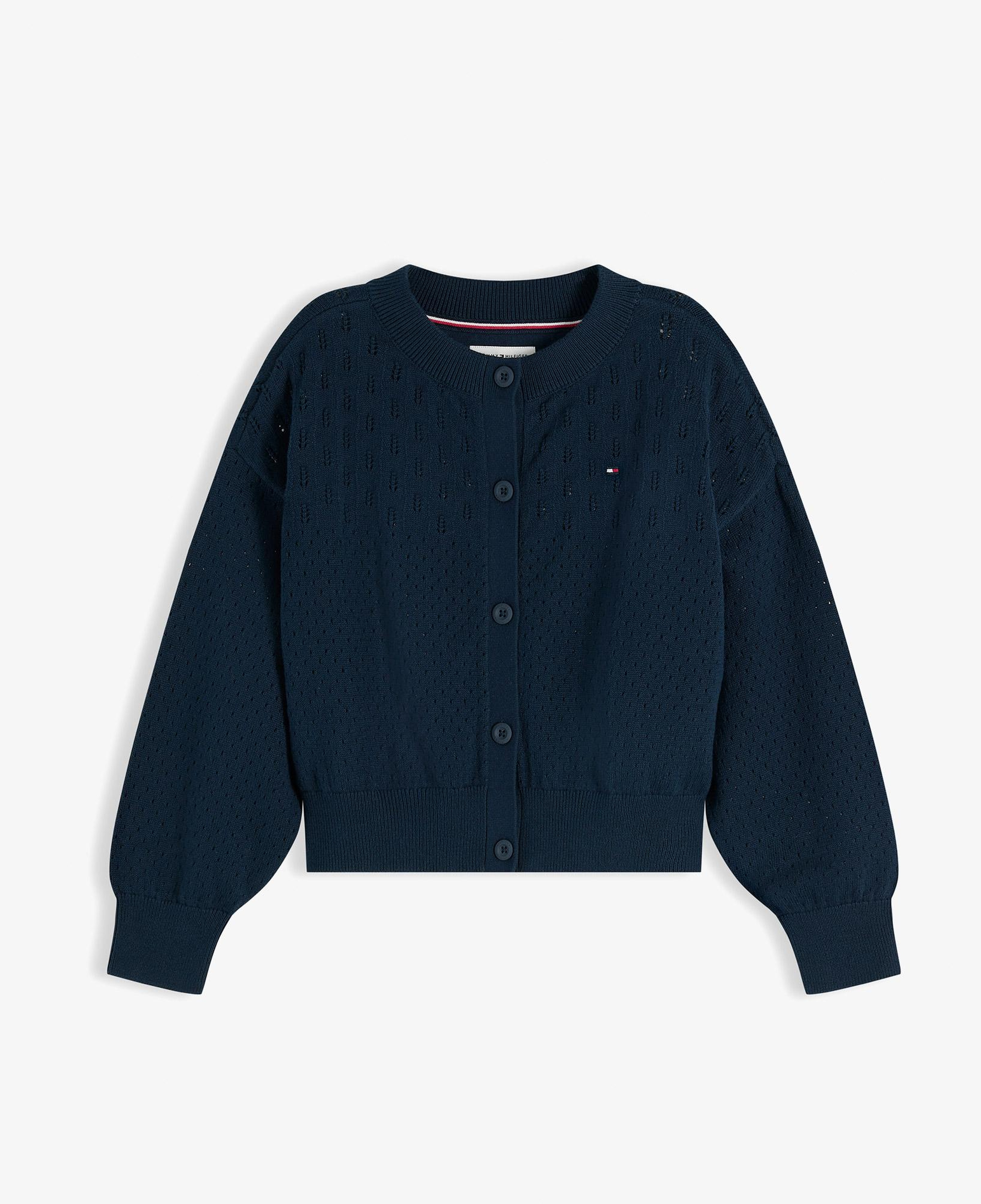 Tommy Hilfiger Pointelle Cardigan Çocuk Mavi Triko