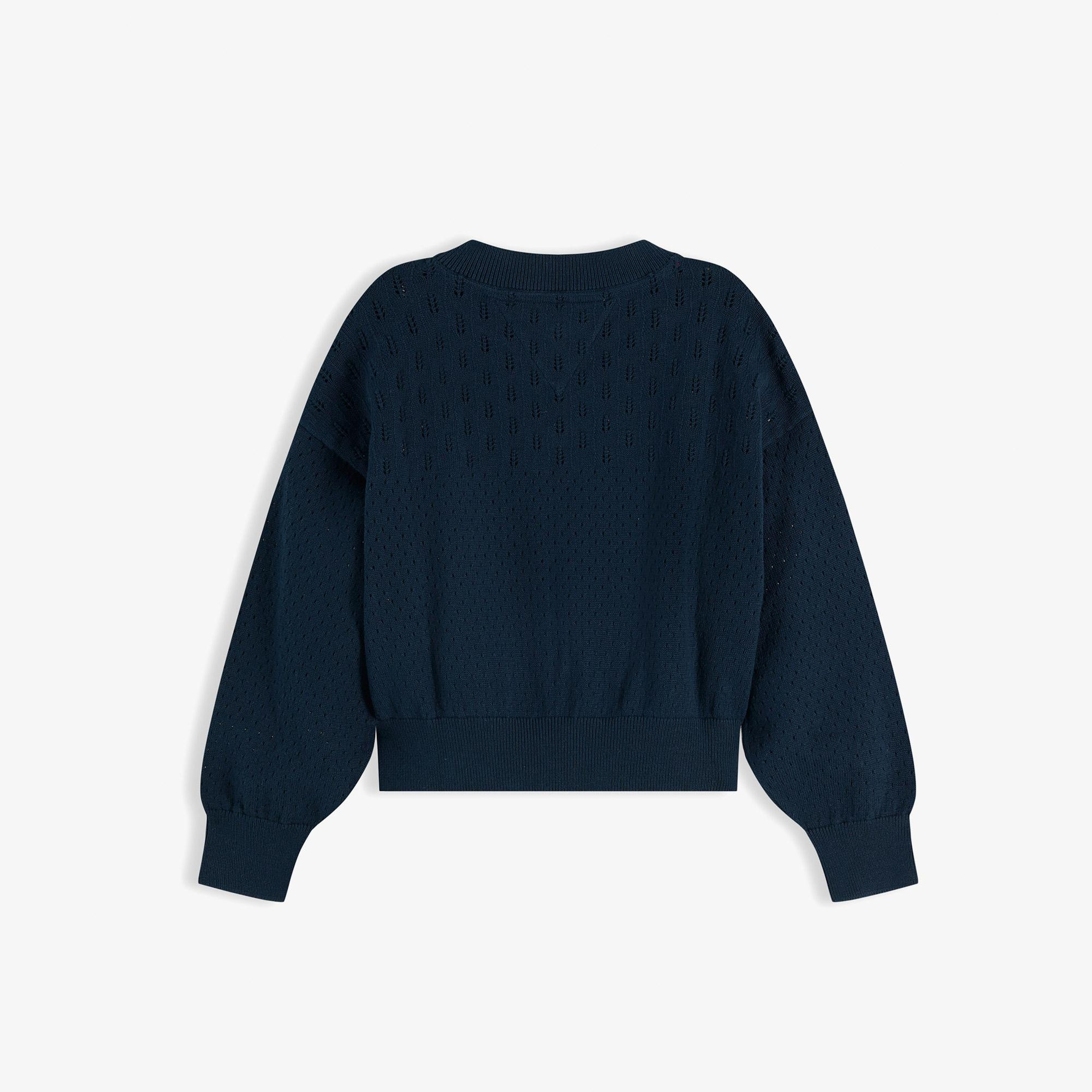 Tommy Hilfiger Pointelle Cardigan Çocuk Mavi Triko