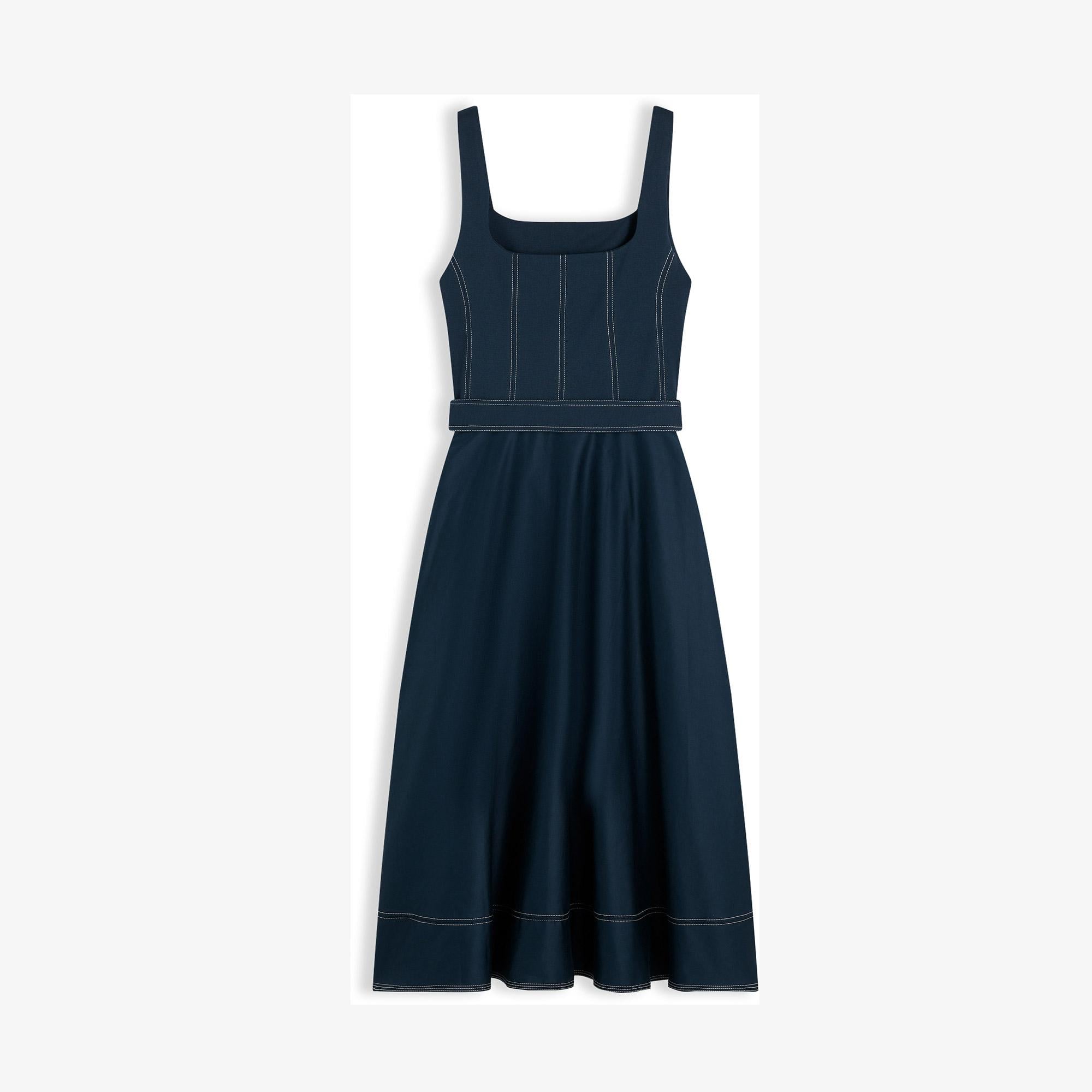Tommy Hilfiger Contrast Stitch Kadın Mavi Elbise