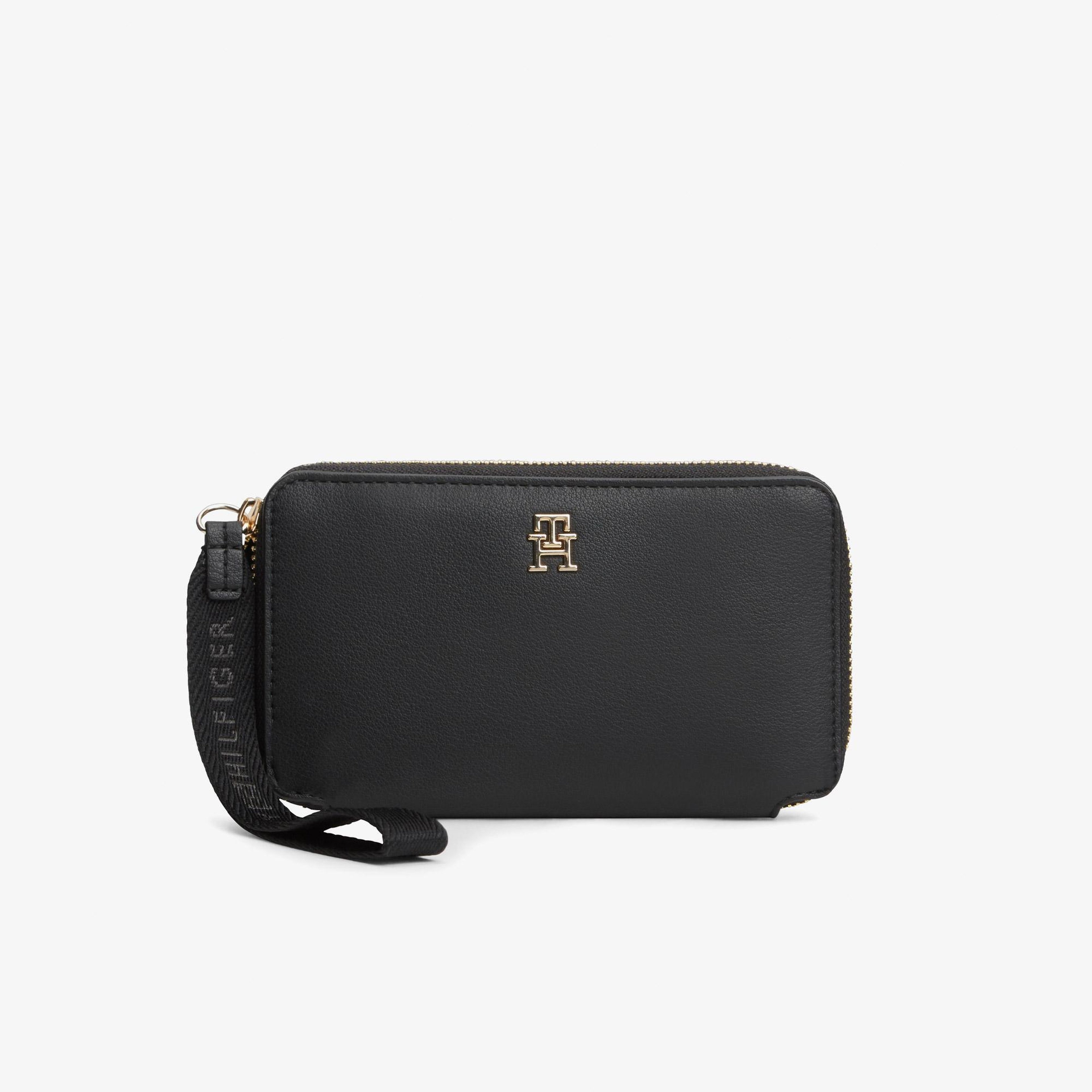 Tommy Hilfiger Logotape Compact Zip Around Kadın Siyah Cüzdan