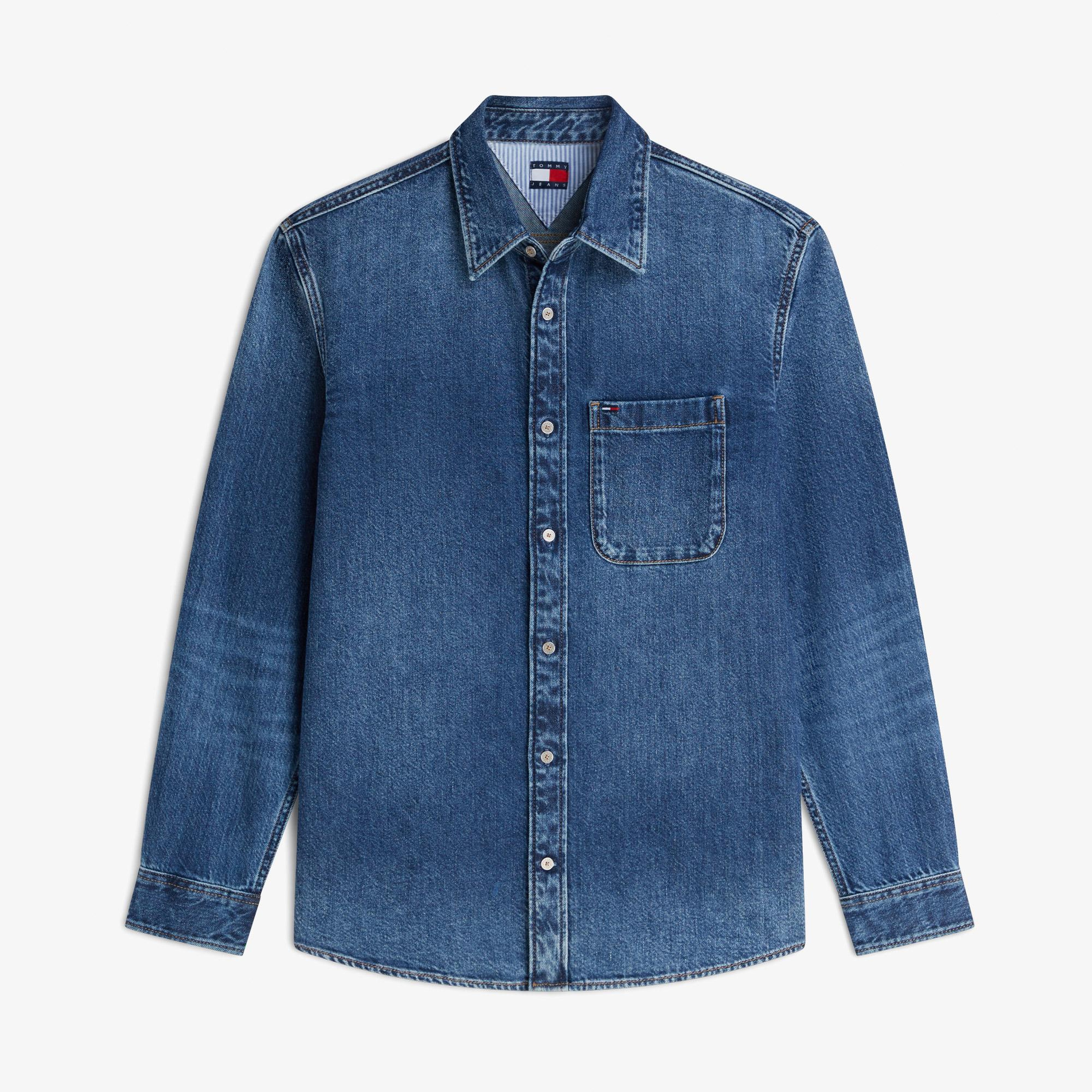 Tommy Hilfiger Regular Denim Cj8039 Erkek Mavi Gömlek
