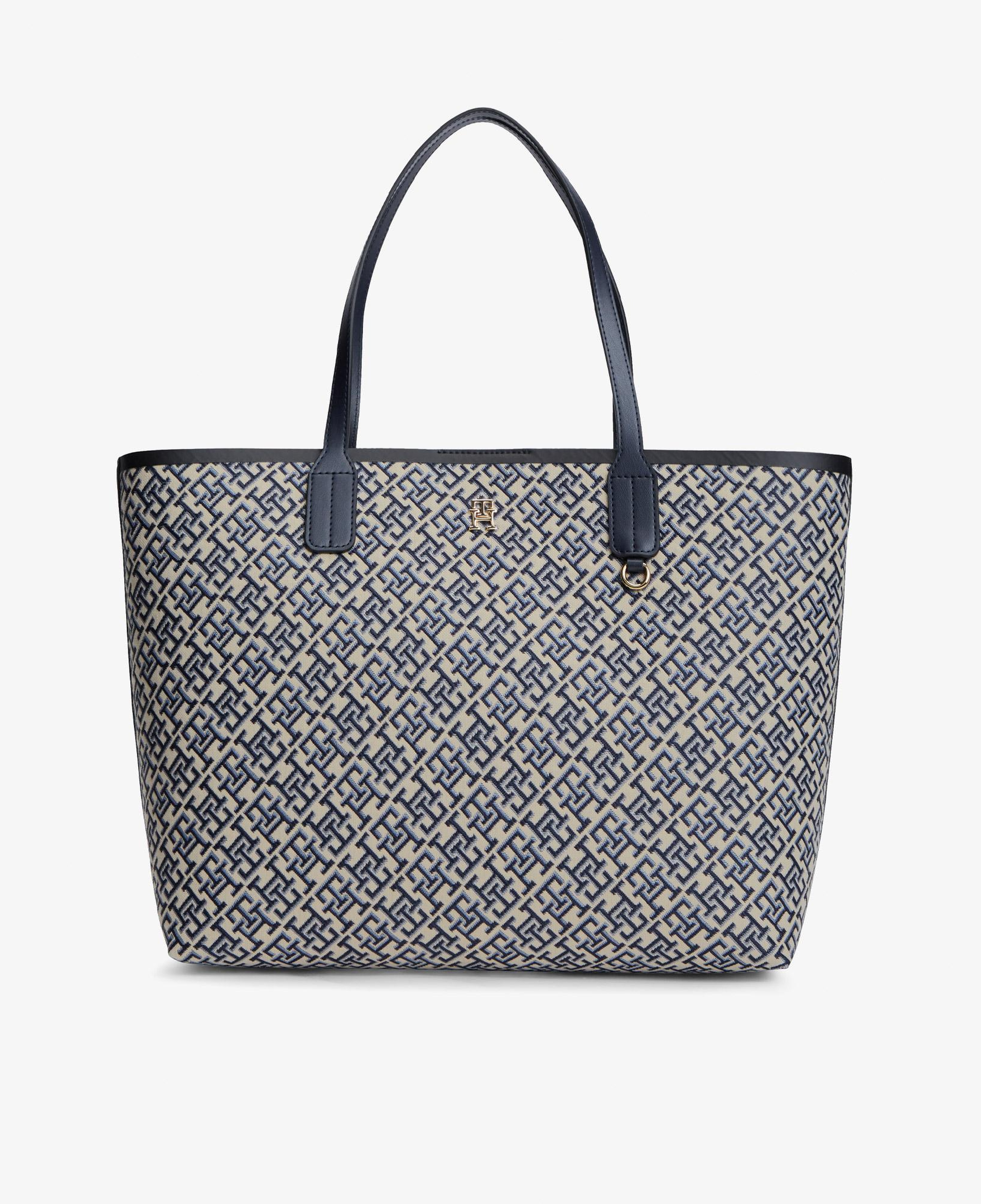 Tommy Hilfiger Icon Tote Jacquard Kadın Mavi El Çantası