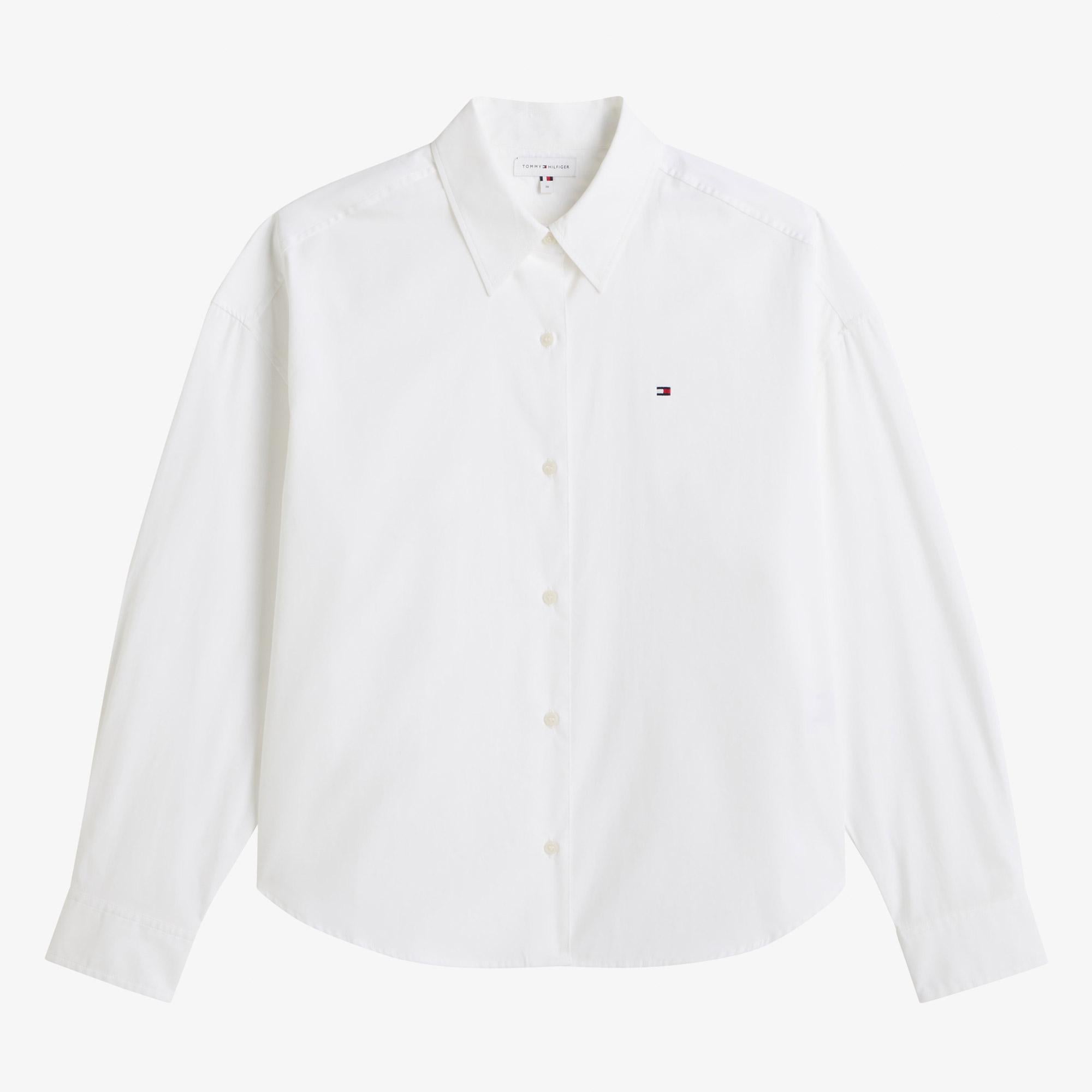 Tommy Hilfiger Summer Poplin Boxy Kadın Beyaz Gömlek