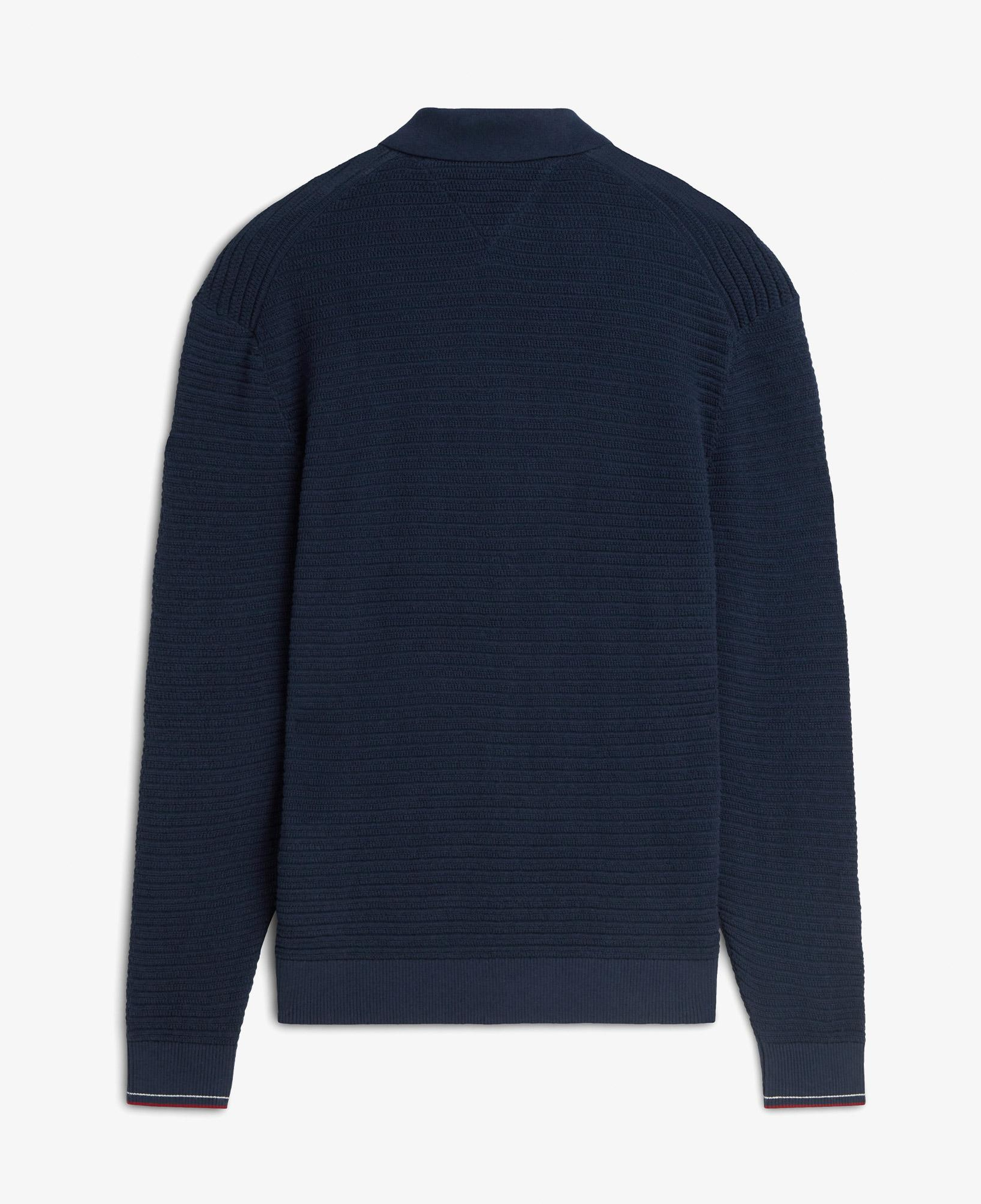 Tommy Hilfiger Knitted Zip Erkek Mavi Triko