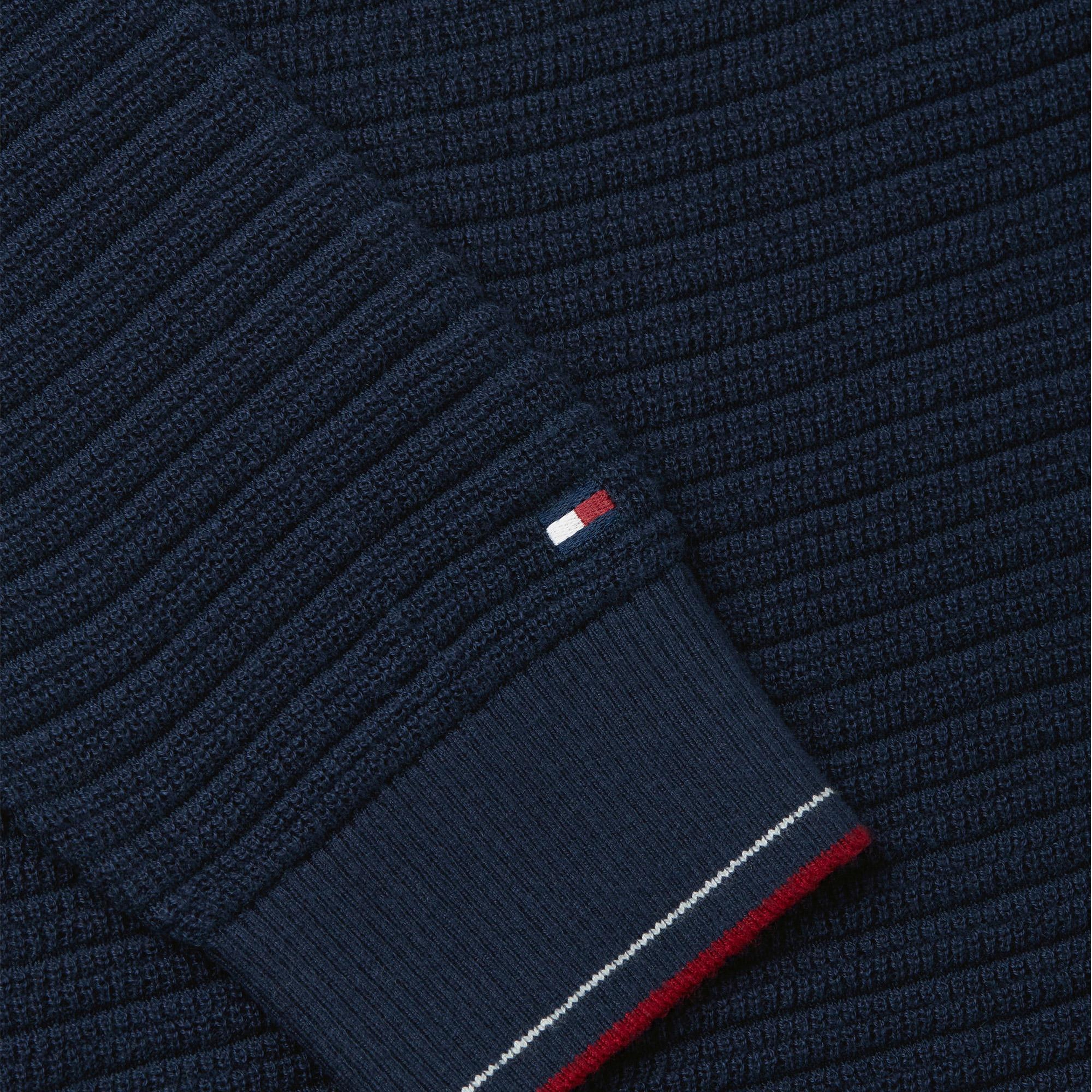 Tommy Hilfiger Knitted Zip Erkek Mavi Triko